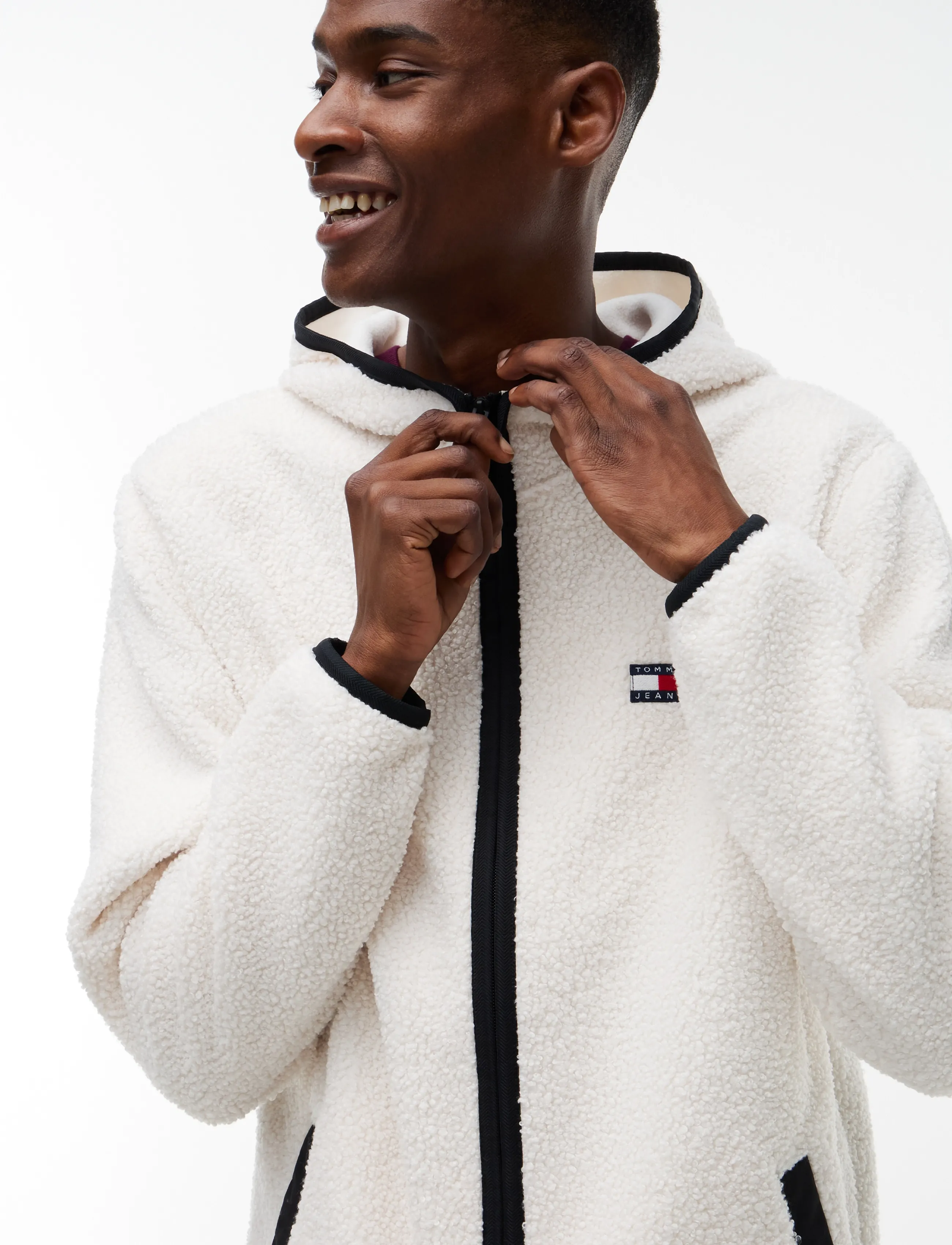 Tommy Jeans - TJM REG BADGE TEDDY ZIP TRU EXT - teddy sweaters - cream - 3