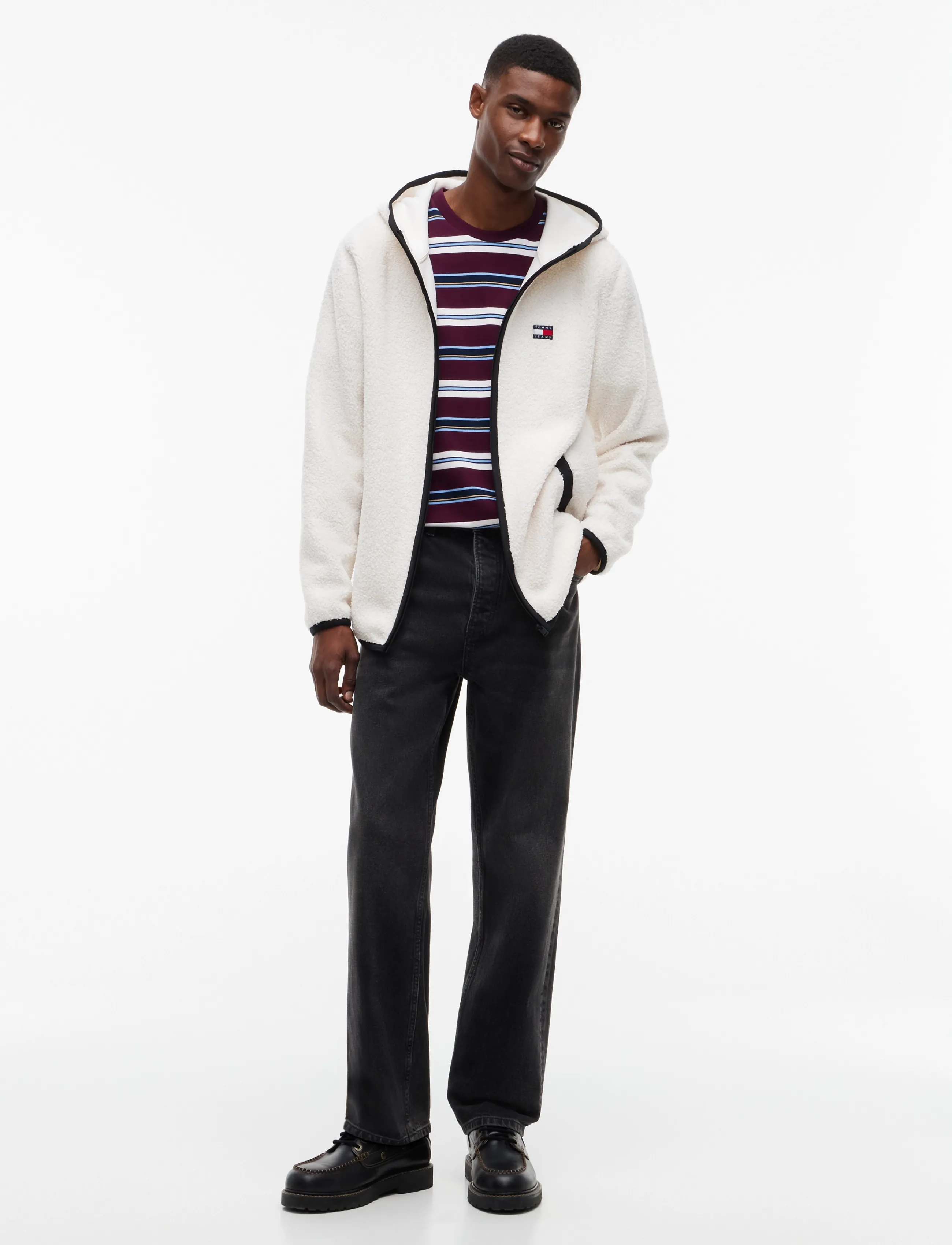 Tommy Jeans - TJM REG BADGE TEDDY ZIP TRU EXT - teddy sweaters - cream - 4