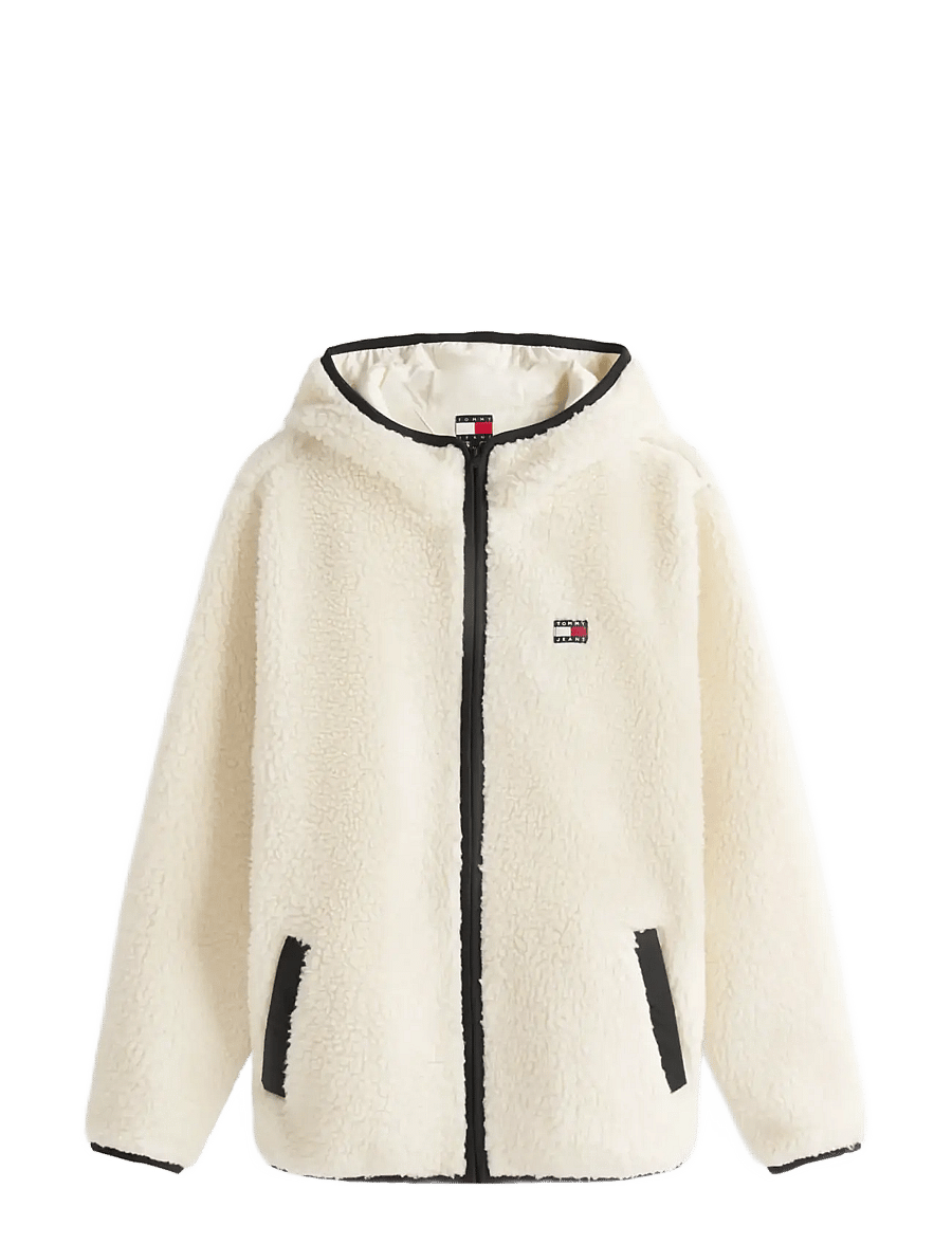 Tommy Jeans - TJM REG BADGE TEDDY ZIP TRU EXT - plīša džemperi - desert sand dune - 1