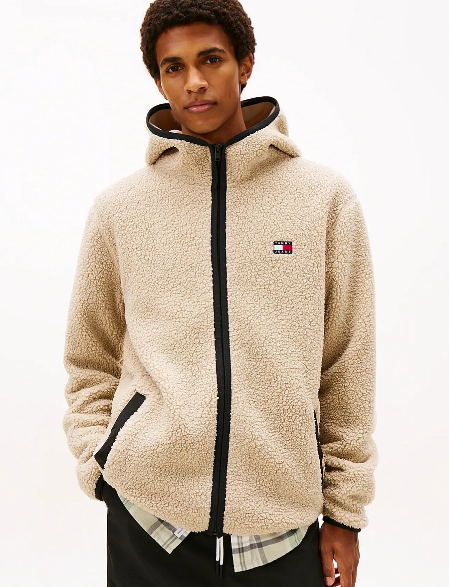 Tommy Jeans - TJM REG BADGE TEDDY ZIP TRU EXT - fleece-pullover - gulf sand - 0