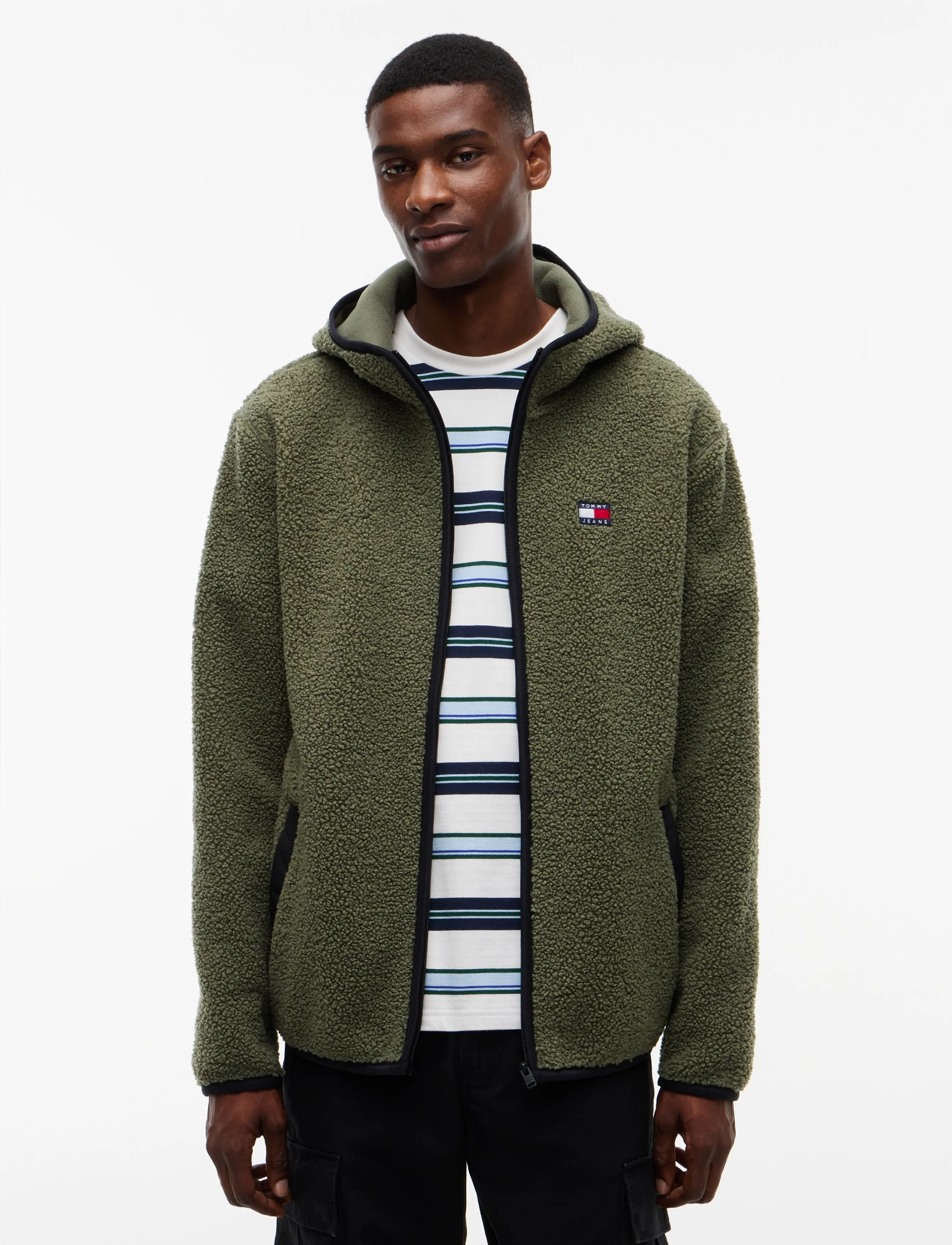 Tommy Jeans TJM REG BADGE TEDDY ZIP TRU EXT - Kleidung - ROCKY MOUNTAIN / khaki/green
