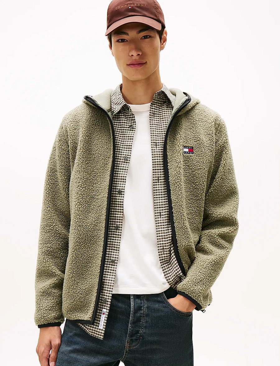 Tommy Jeans - TJM REG BADGE TEDDY ZIP TRU EXT - pulls en tissu peluche - utility sage - 0