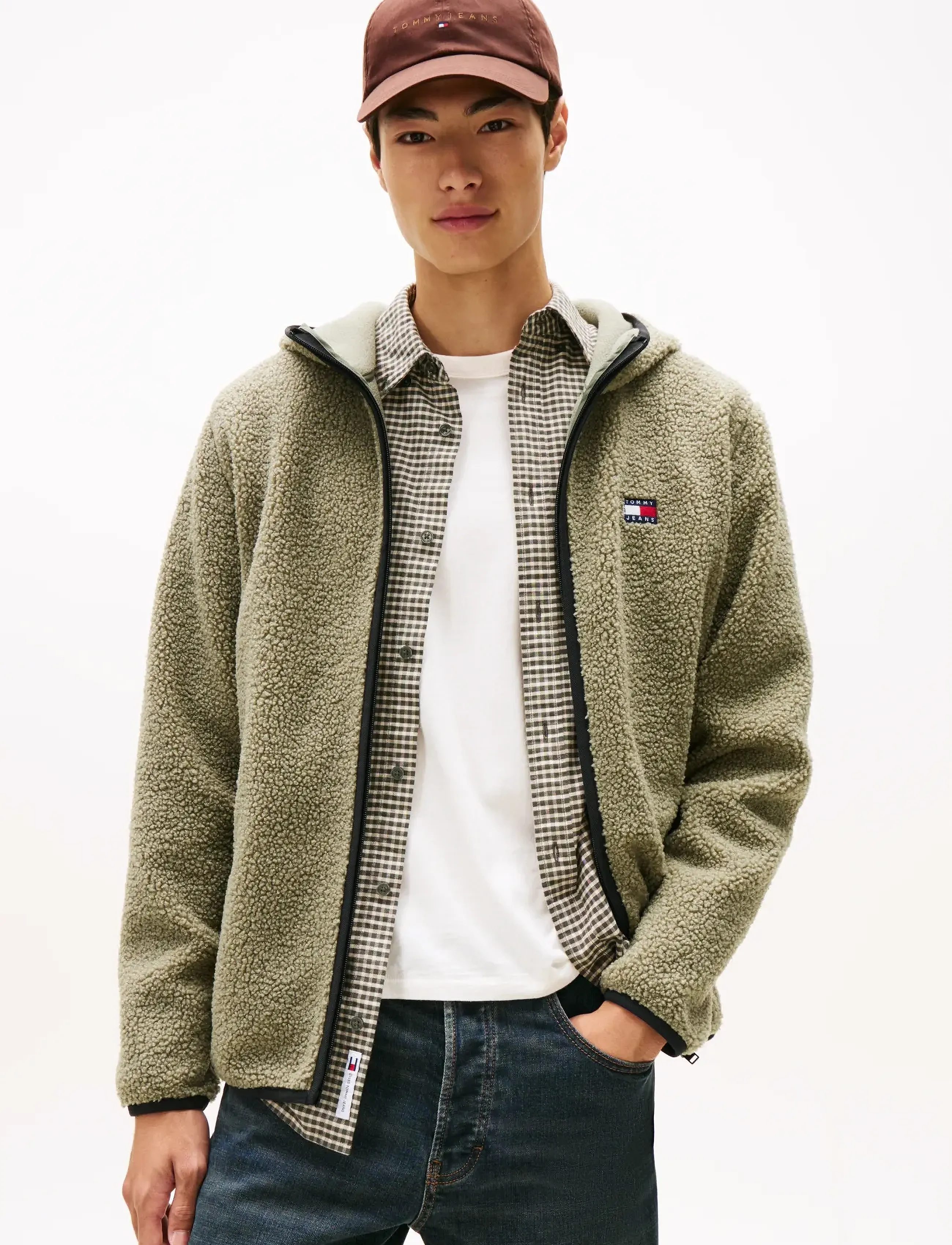 Tommy Jeans TJM REG BADGE TEDDY ZIP TRU EXT - Tommy Hilfiger - UTILITY SAGE / khaki/green