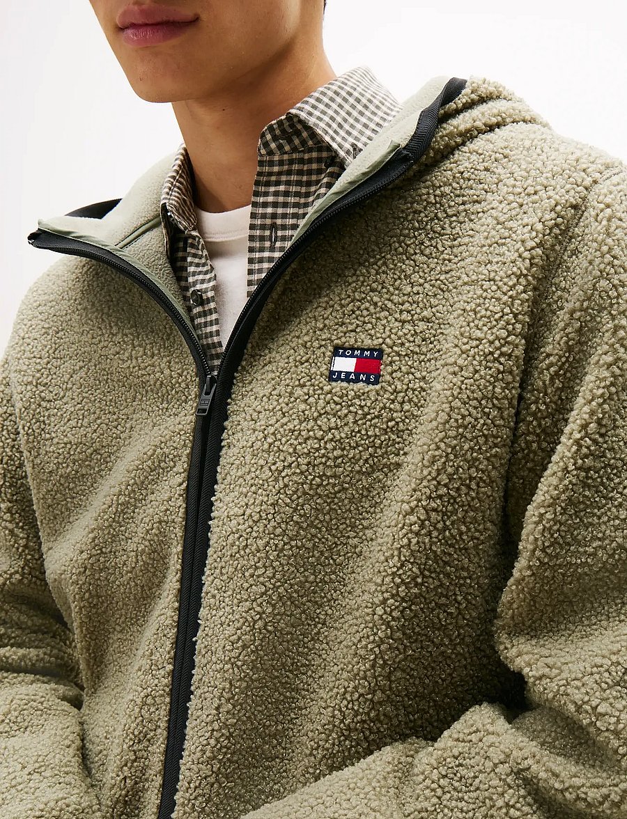 Tommy Jeans - TJM REG BADGE TEDDY ZIP TRU EXT - fleece-pullover - utility sage - 5