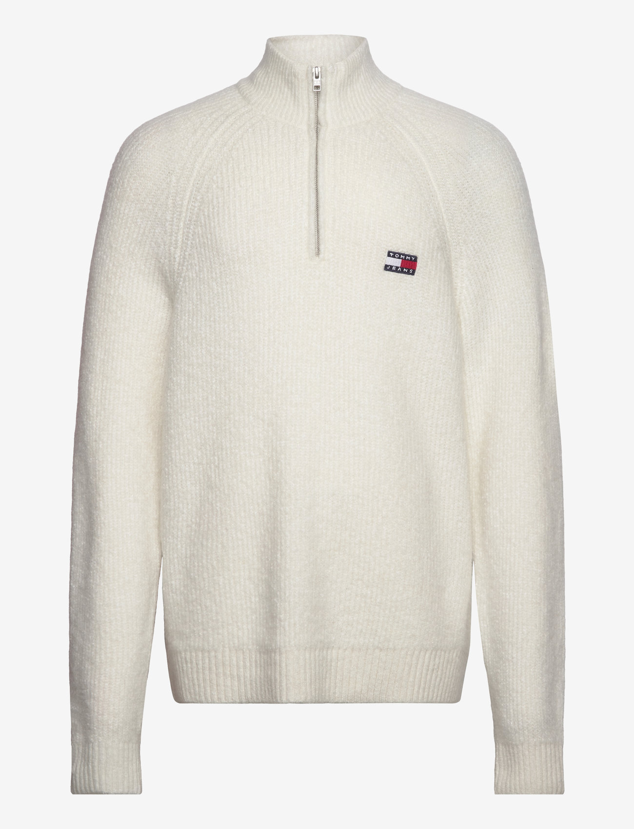 Tommy Jeans - TJM REG 1/4 ZIP RAGLAN BADGE - half zip-tröjor - ancient white melange - 0