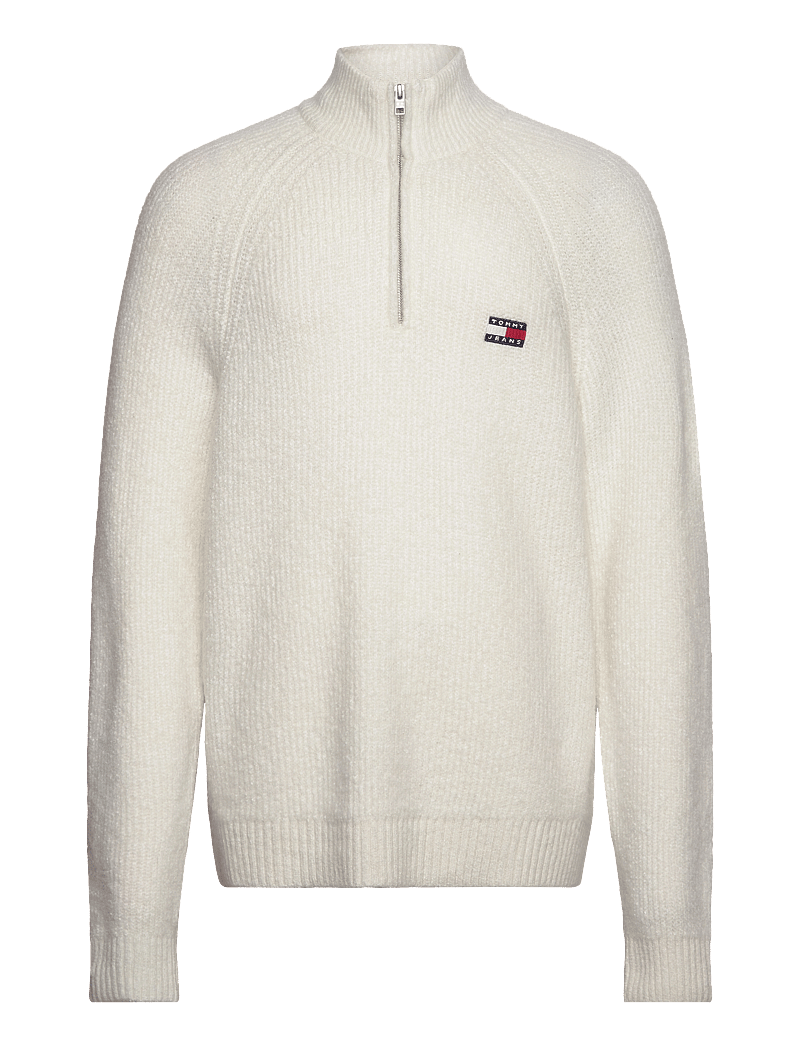 Tommy Jeans - TJM REG 1/4 ZIP RAGLAN BADGE - half zip-tröjor - ancient white melange - 0