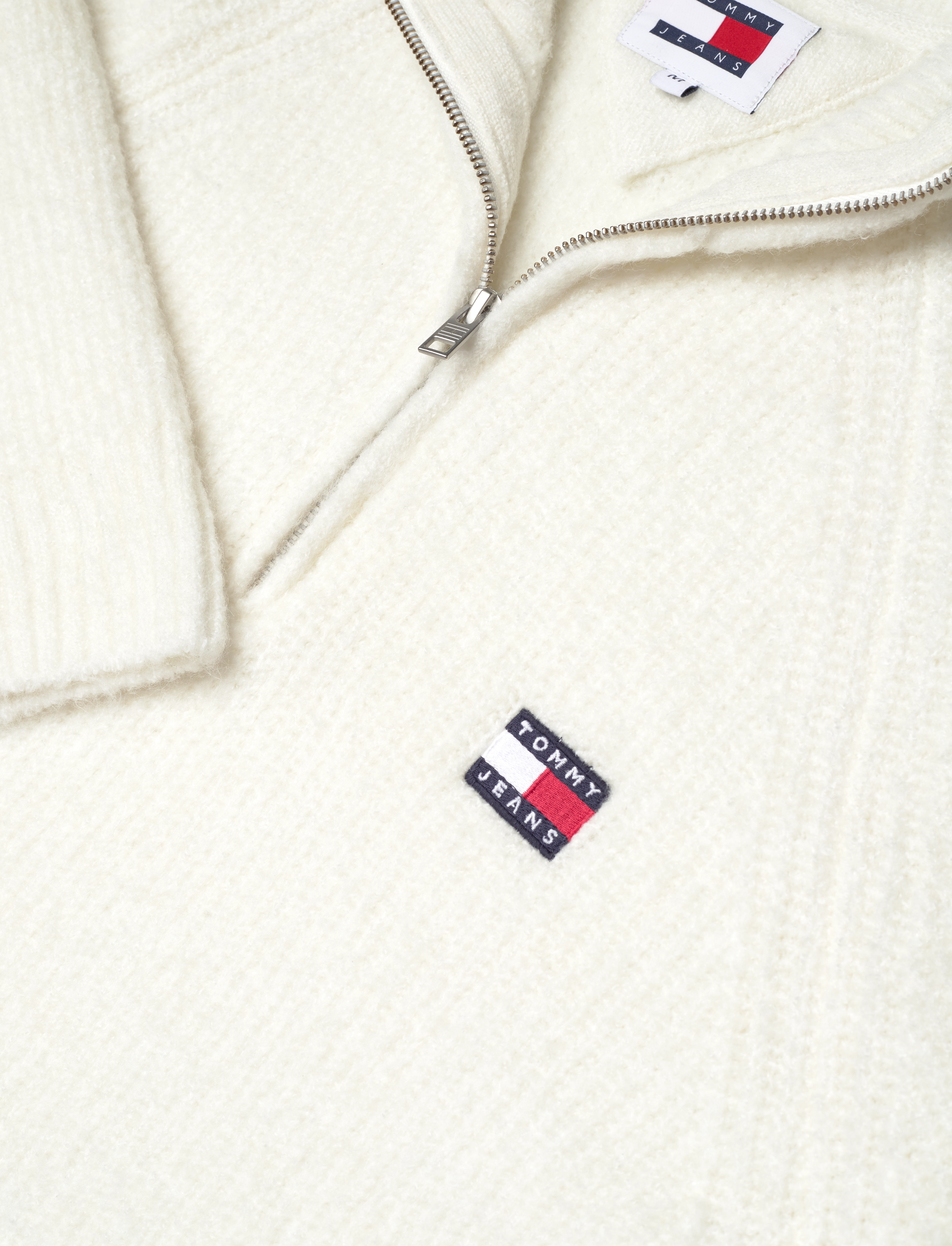 Tommy Jeans - TJM REG 1/4 ZIP RAGLAN BADGE - mehed - ancient white melange - 2