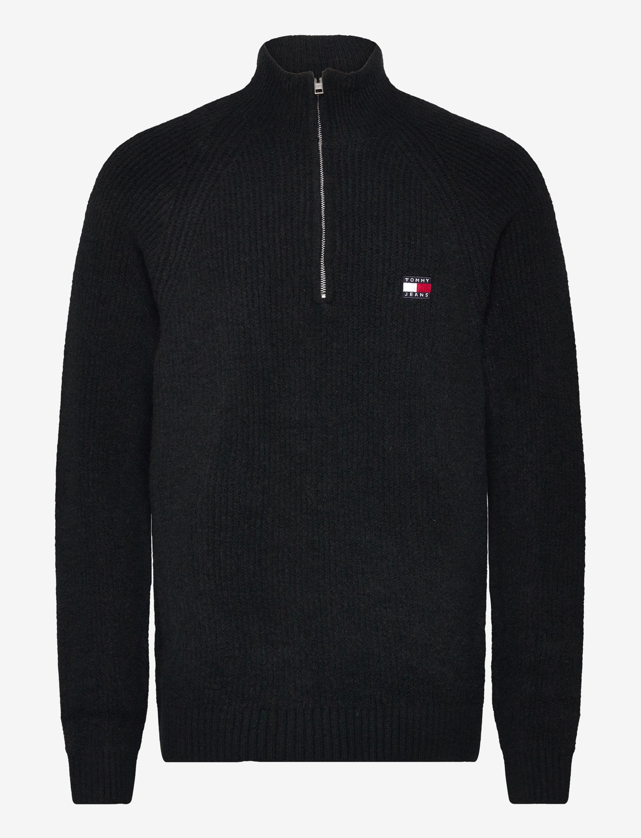 Tommy Jeans - TJM REG 1/4 ZIP RAGLAN BADGE - black melange - 0