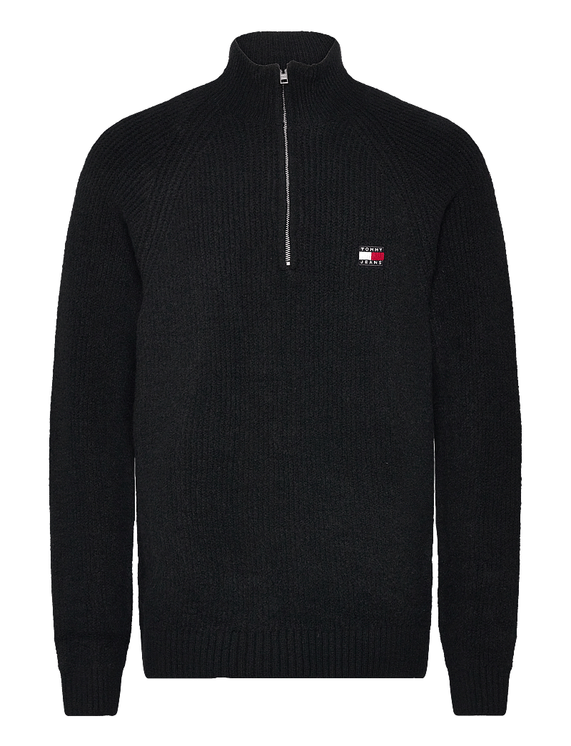 Tommy Jeans - TJM REG 1/4 ZIP RAGLAN BADGE - black melange - 0