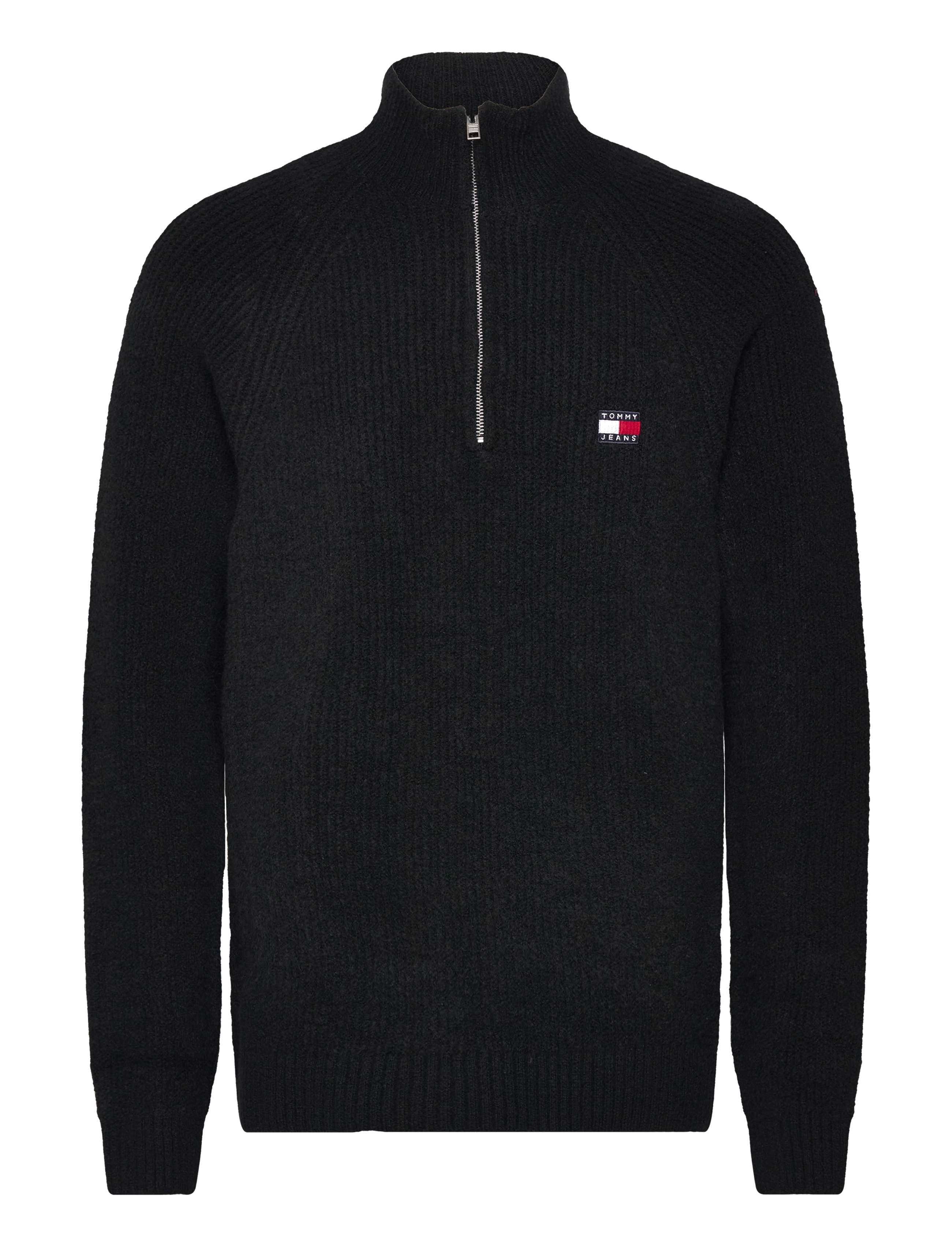 Tommy Jeans TJM REG 1/4 ZIP RAGLAN BADGE - Tøj - BLACK MELANGE / black