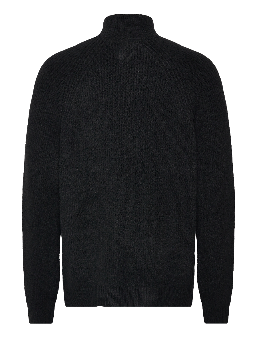 Tommy Jeans - TJM REG 1/4 ZIP RAGLAN BADGE - halfzip strik - black melange - 1