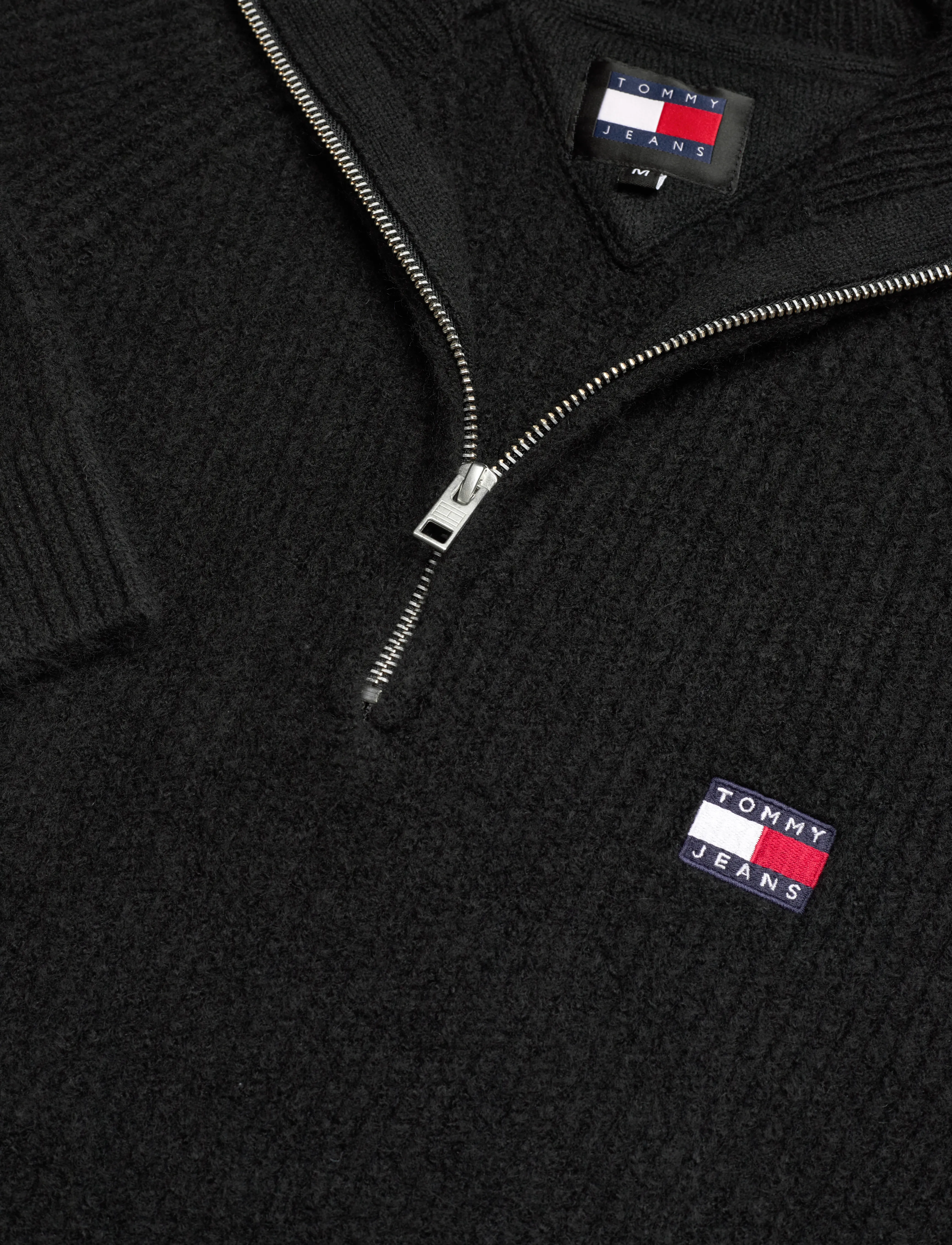 Tommy Jeans - TJM REG 1/4 ZIP RAGLAN BADGE - halfzip strik - black melange - 2