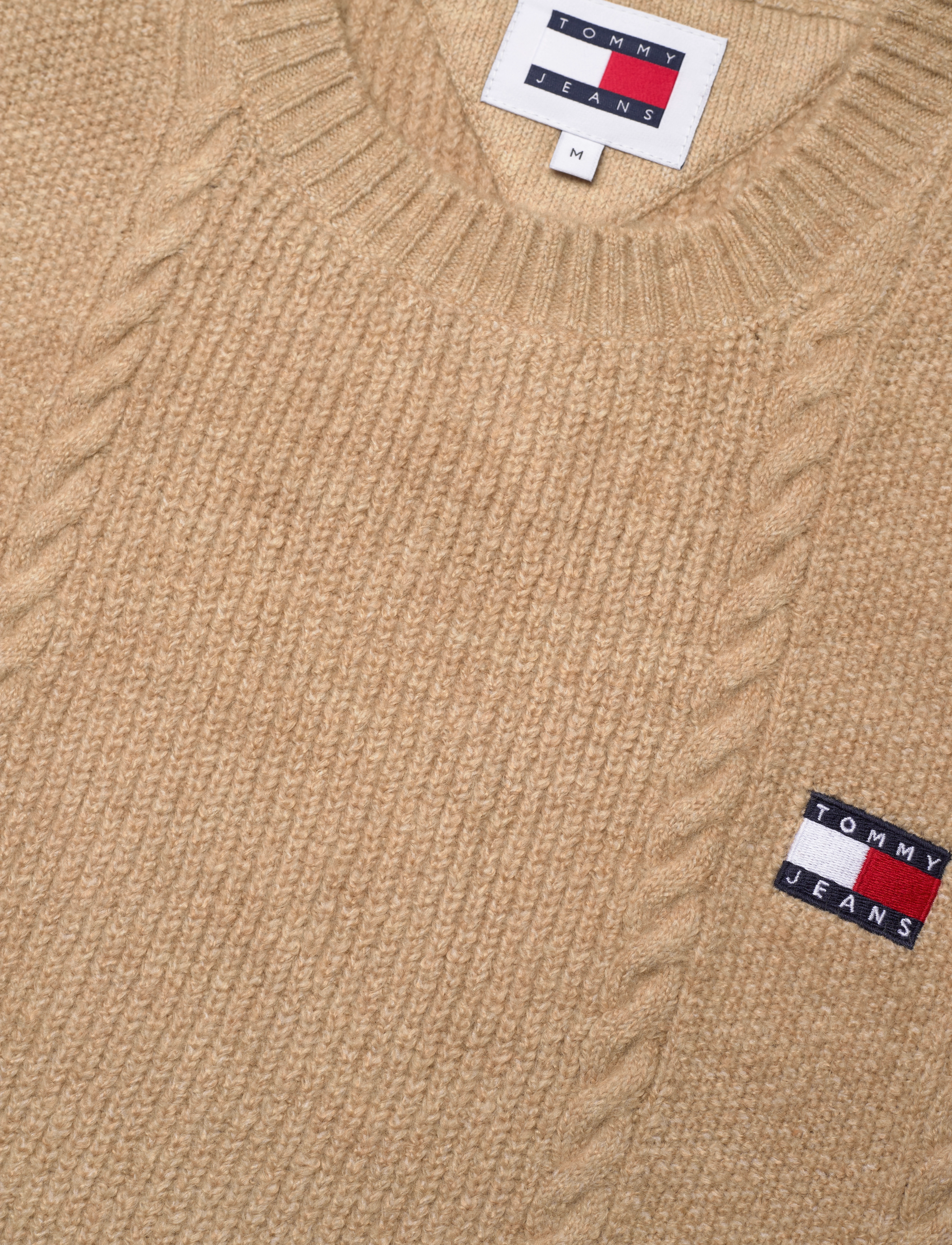 Tommy Jeans - TJM SLIM CABLE KNIT CNECK - gentle gold - 2