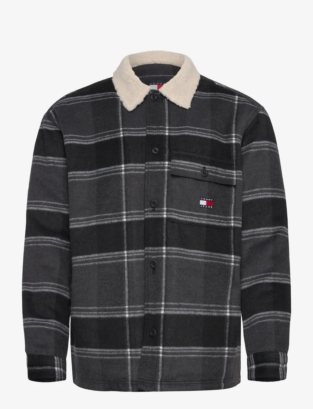 Tommy Jeans - TJM CHECK SHERPA OVERSHIRT EXT - overshirts - black check - 0