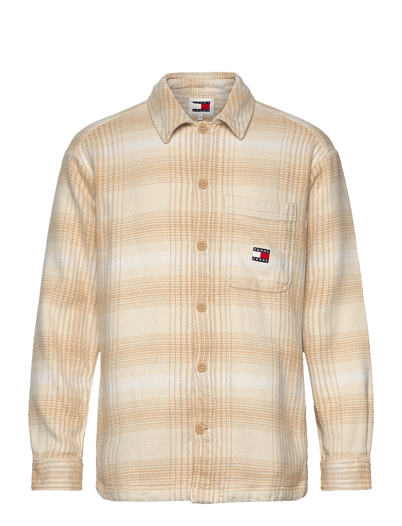 Tommy Jeans - TJM BADGE CHECK OVERSHIRT - karierte hemden - gentle gold check - 0