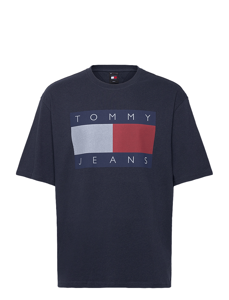 Tommy Jeans - TJM OVZ MELANGE FLAG TEE - kurzärmelig - dark night navy melange - 0