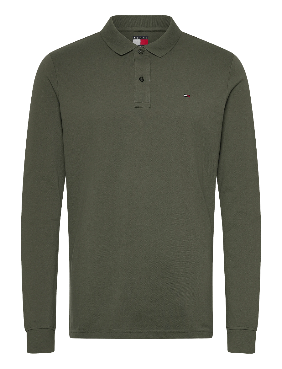 Tommy Jeans - TJM SLIM PLACKET POLO LS EXT - langärmelig - pewter green - 1