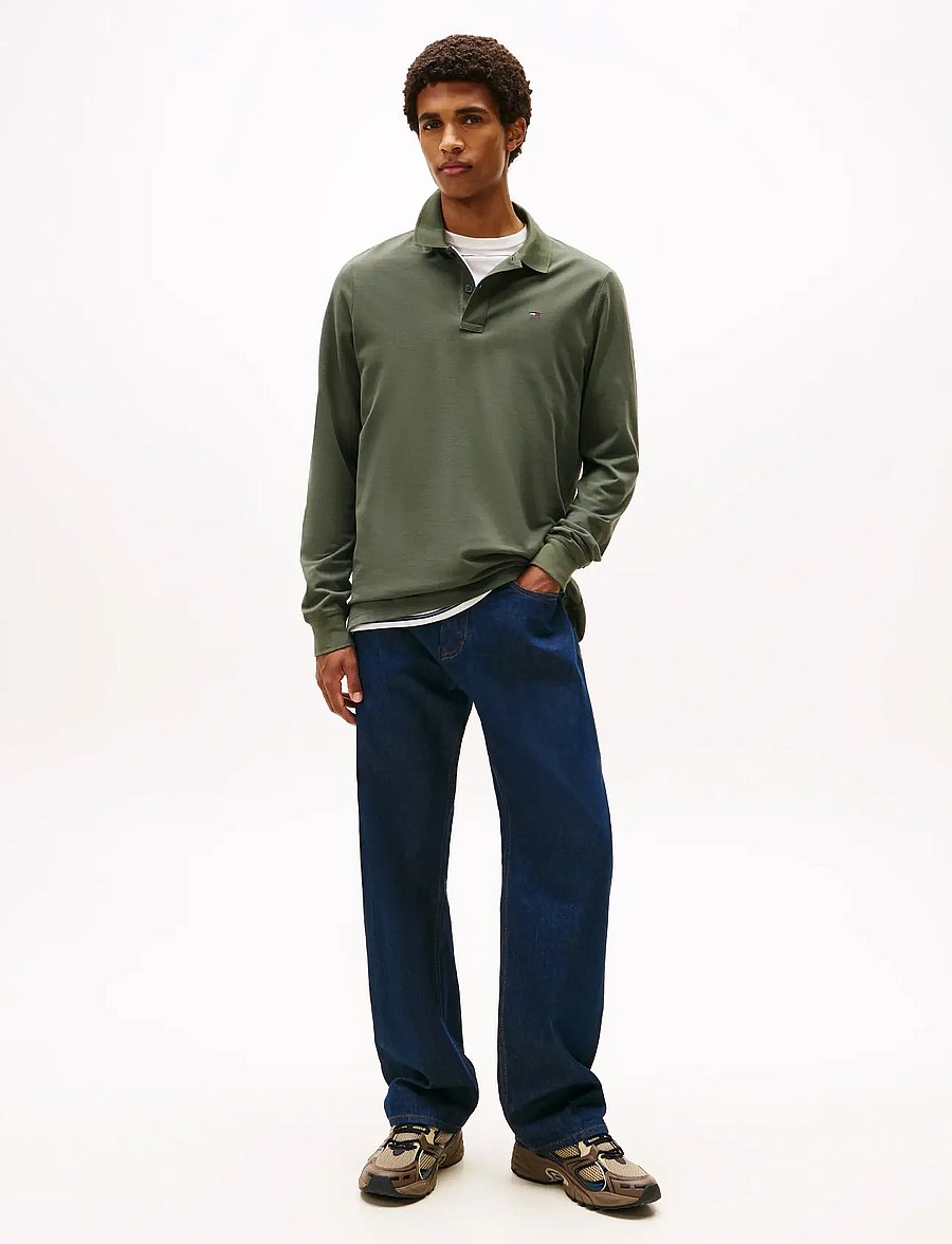 Tommy Jeans - TJM SLIM PLACKET POLO LS EXT - langärmelig - pewter green - 3