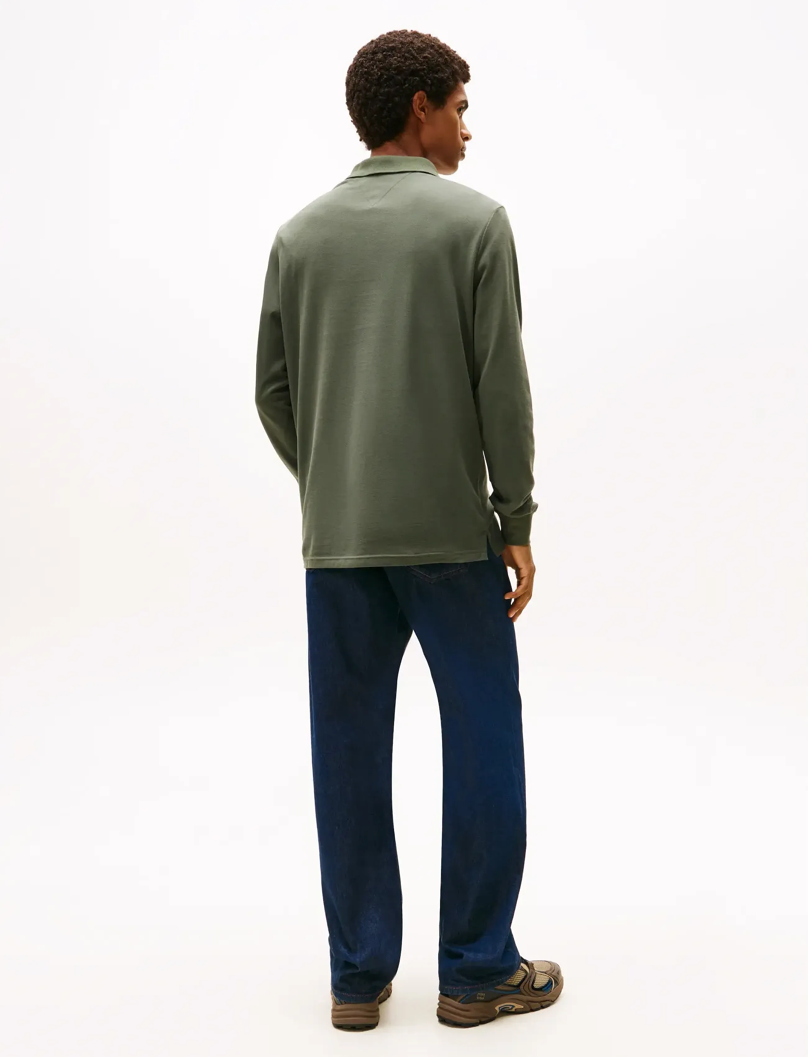Tommy Jeans - TJM SLIM PLACKET POLO LS EXT - långärmade pikéer - pewter green - 4