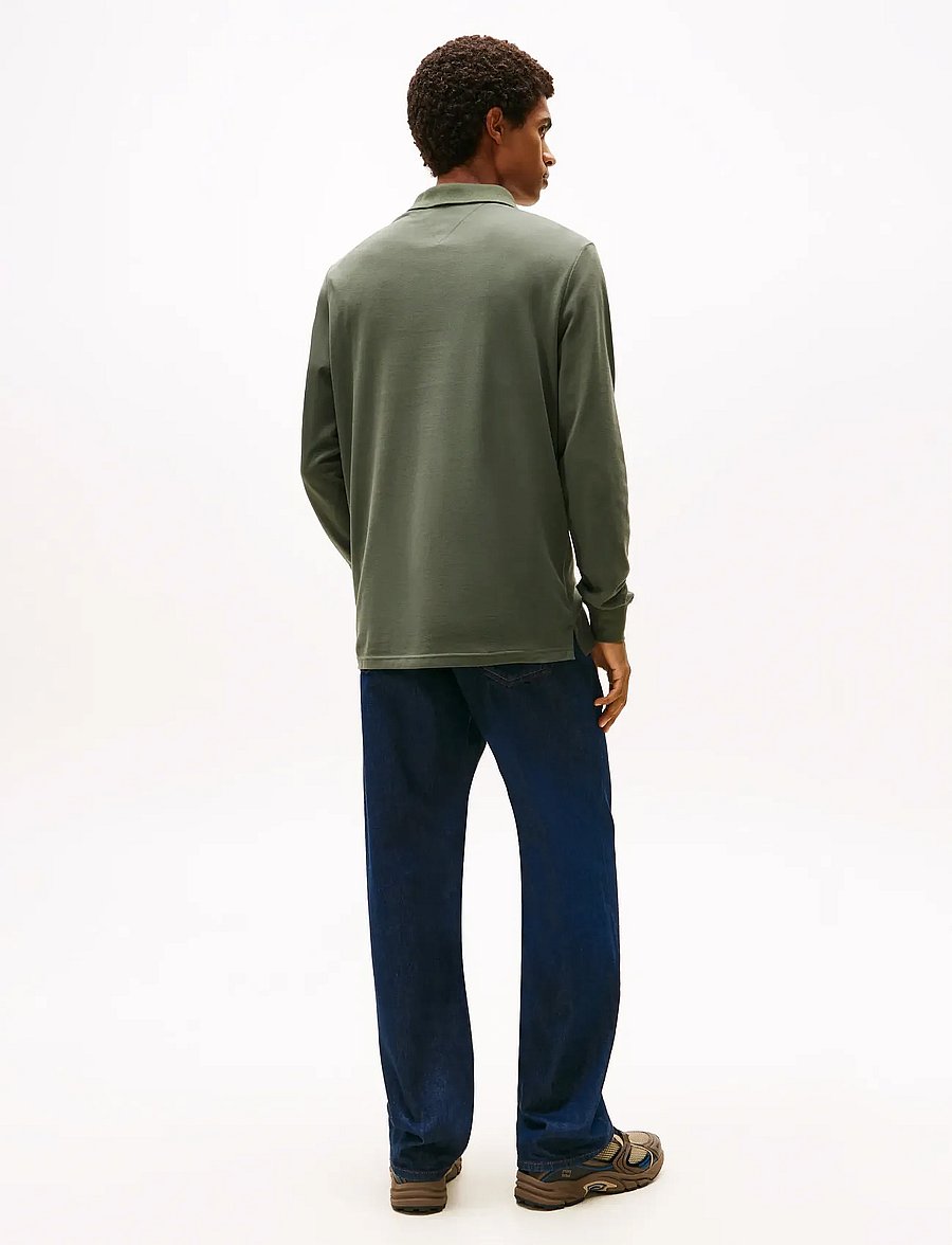 Tommy Jeans - TJM SLIM PLACKET POLO LS EXT - langärmelig - pewter green - 4