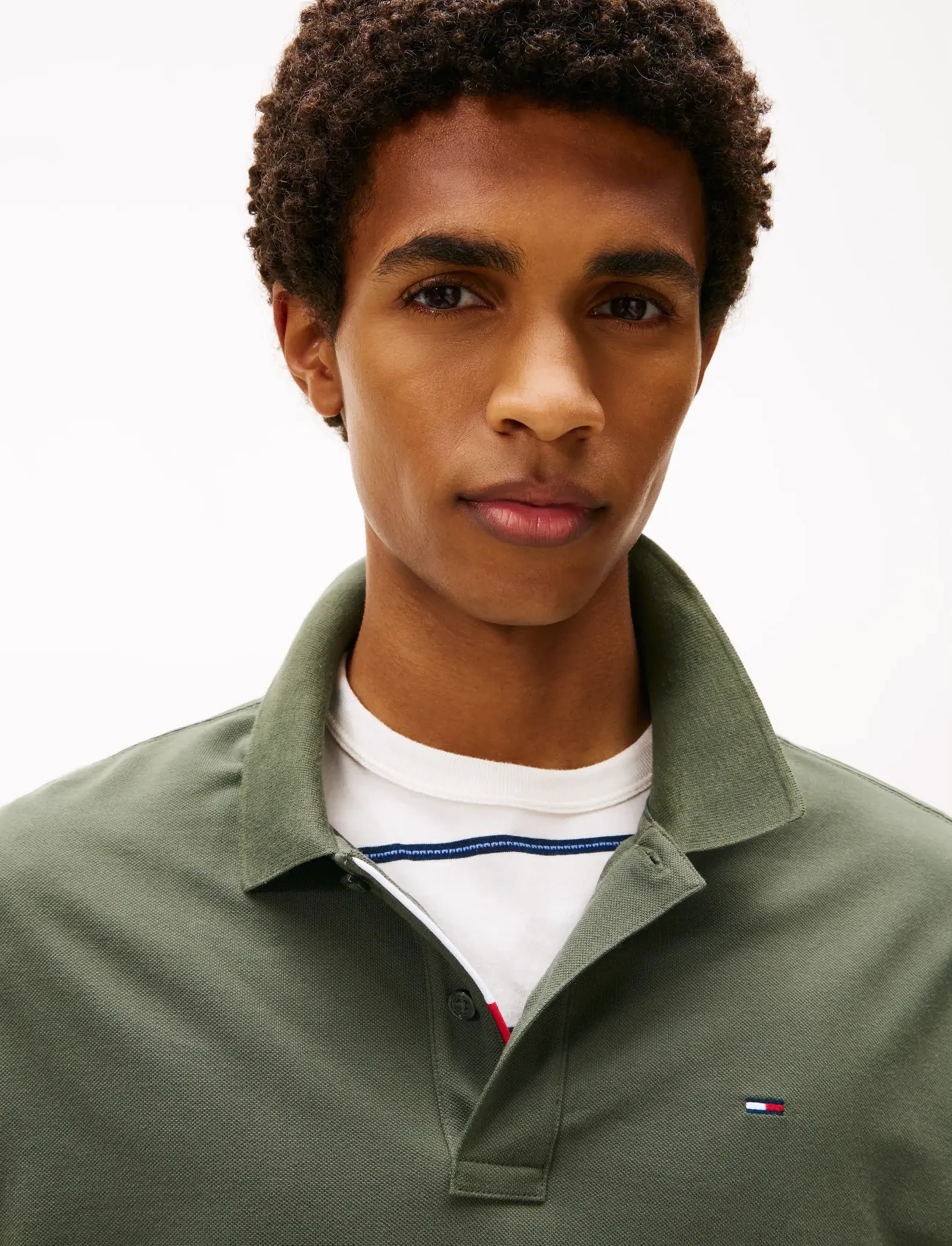 Tommy Jeans - TJM SLIM PLACKET POLO LS EXT - långärmade pikéer - pewter green - 5