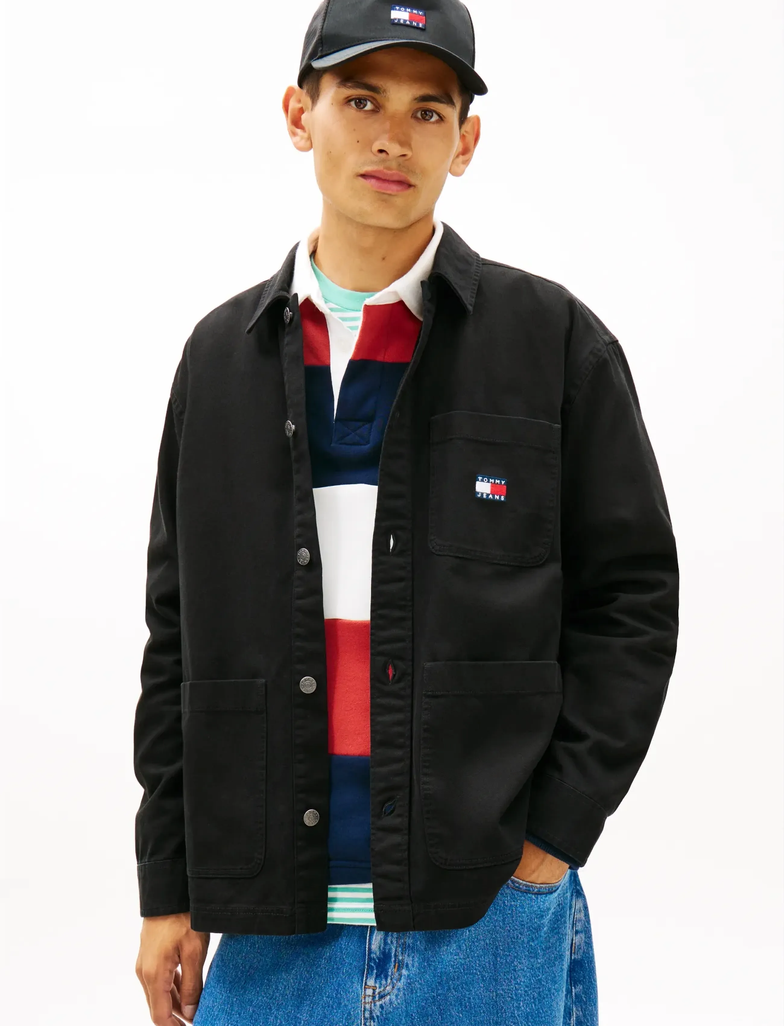 Tommy Jeans Tjm Essential Overshirt Ext, Mænd, Essentiel Overshirt, Sort, Str: M