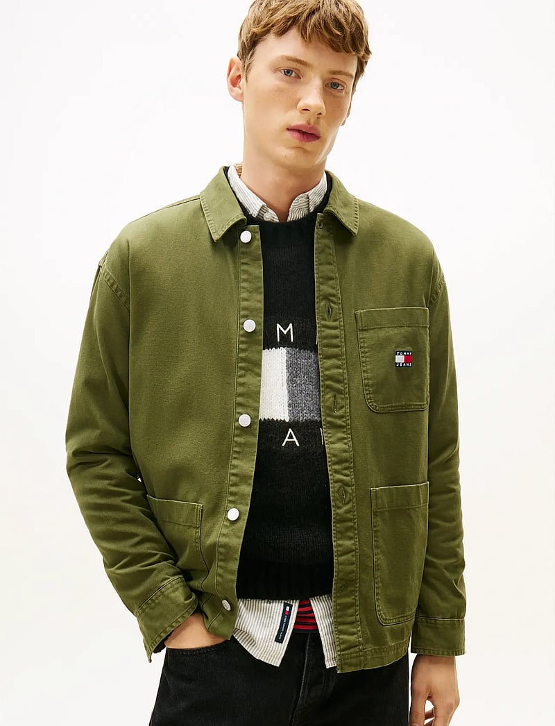 Tommy Jeans - TJM ESSENTIAL OVERSHIRT EXT - overshirts - dark greenery - 0