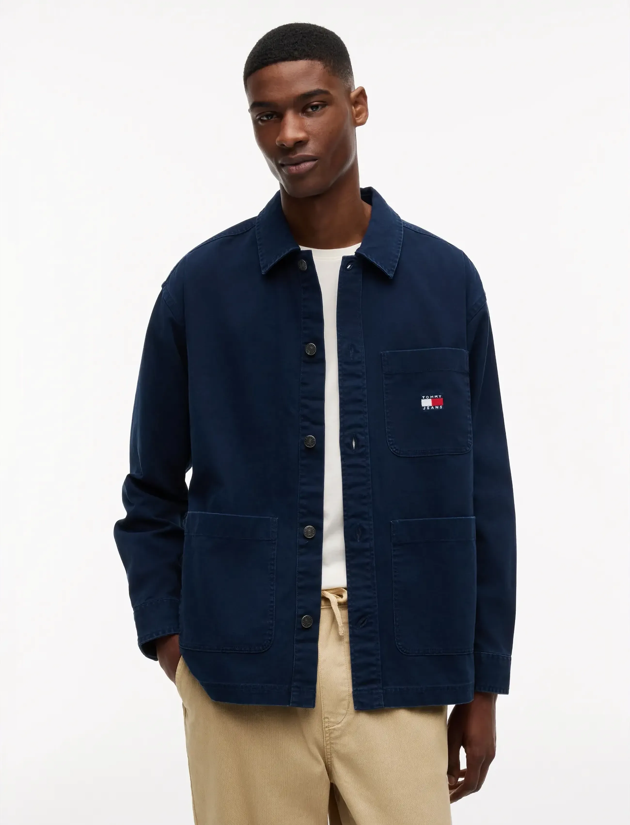 Tommy Jeans Tjm Essential Overshirt Ext, Mænd, Essentiel Overshirt, Navy, Str: L