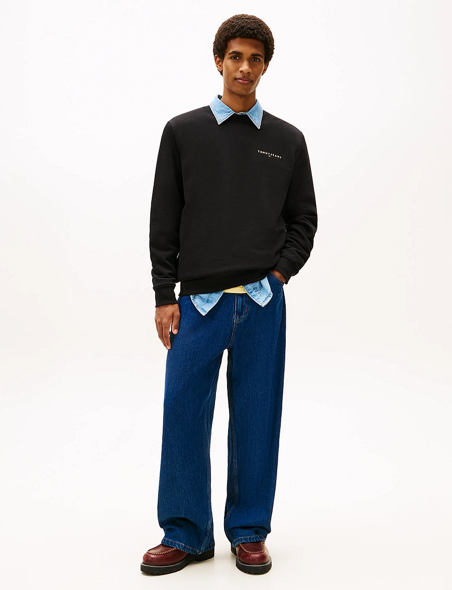 Tommy Jeans - TJM REG LINEAR CREW EXT - sweatshirts - black - 3