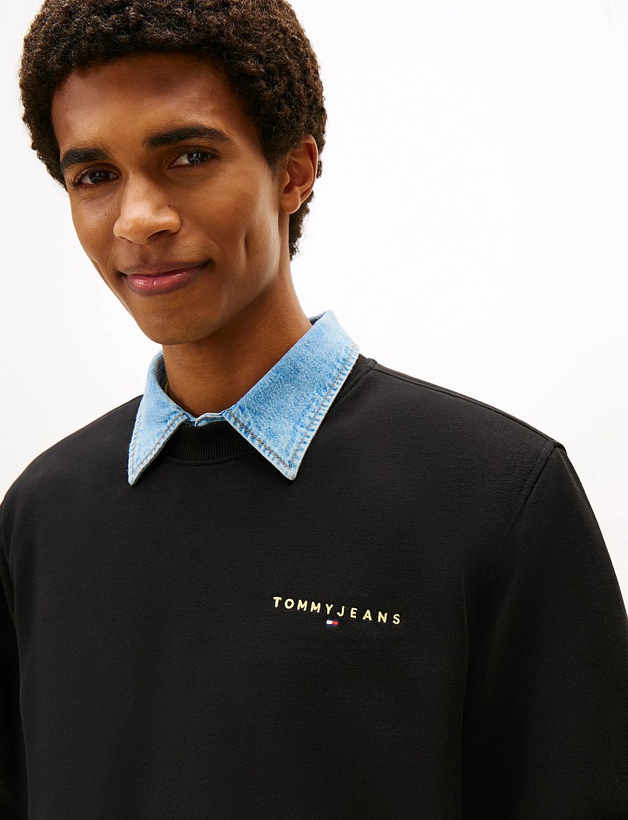 Tommy Jeans - TJM REG LINEAR CREW EXT - sweatshirts - black - 5