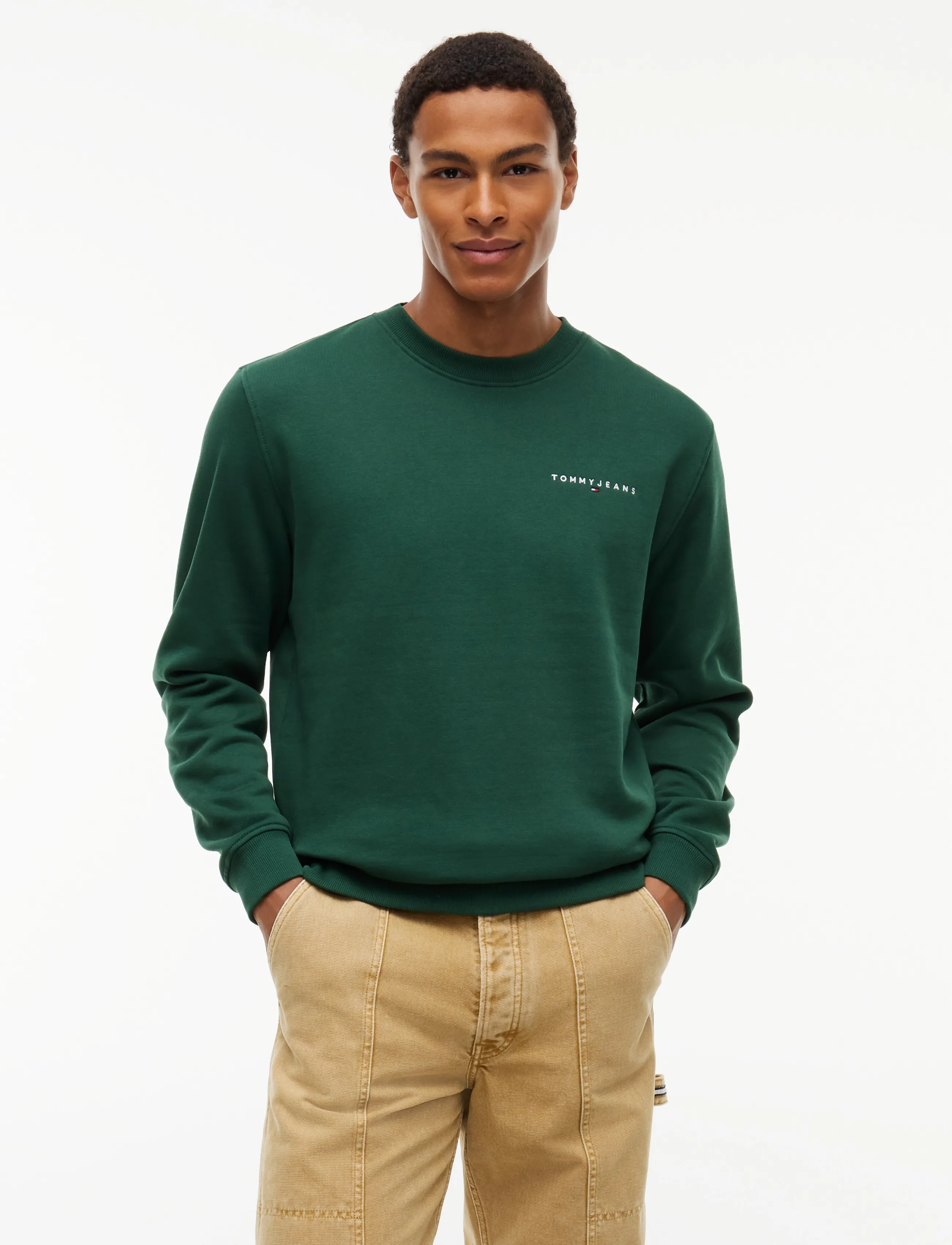 Tommy Jeans TJM REG LINEAR CREW EXT - Sweatshirts & Hoodies - VELVET GREEN / green