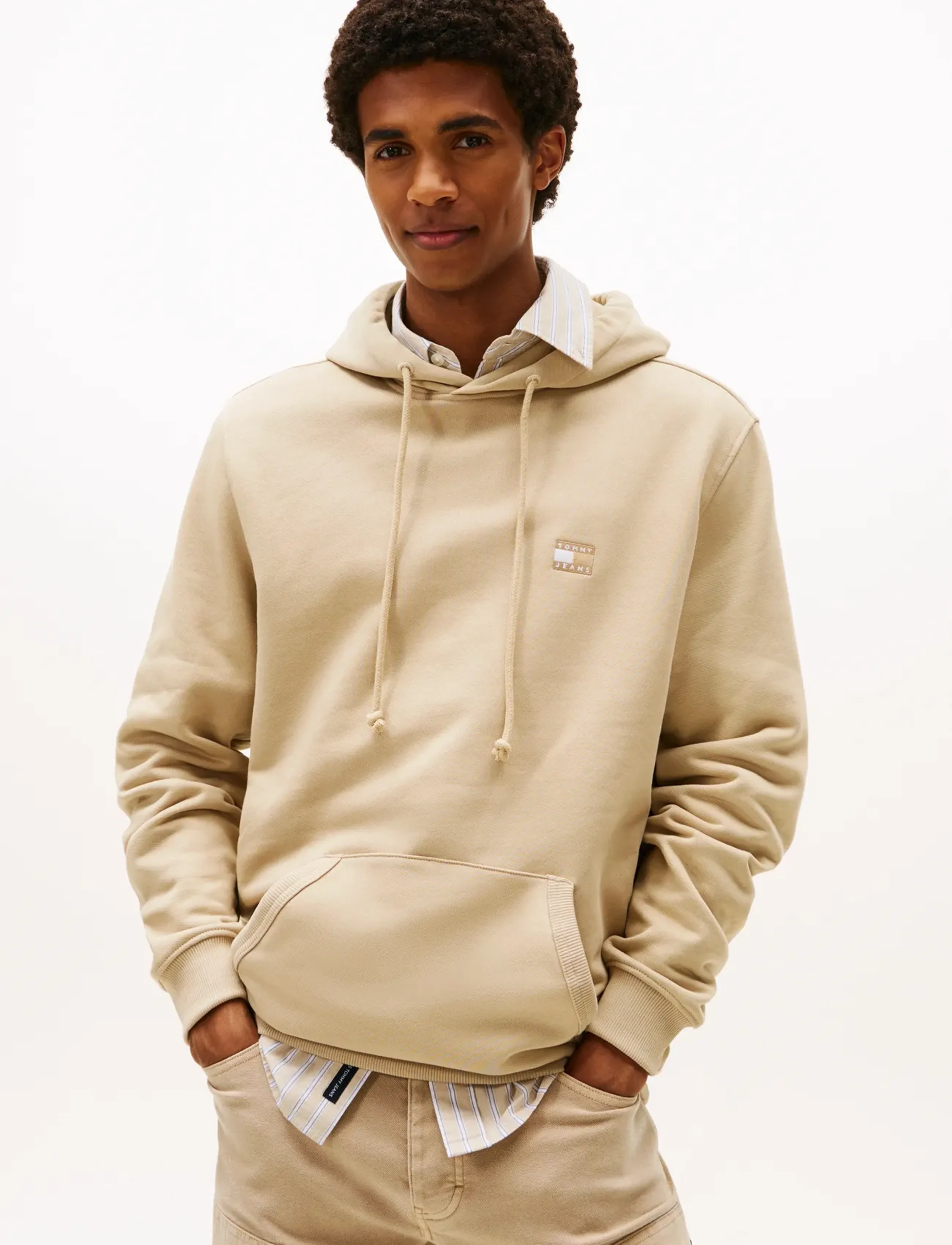 Tommy Jeans TJM REG BADGE HOODIE EXT - Hoodies - SILT TONAL / beige