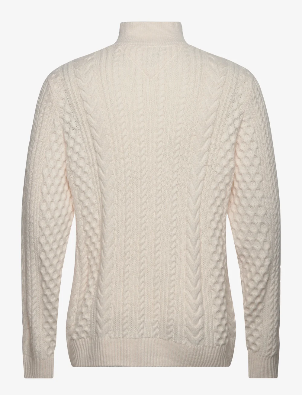 Tommy Jeans - TJM REG CABLE S FLAG 1/4 ZIP - pullover mit halbem reißverschluss - ancient white - 2
