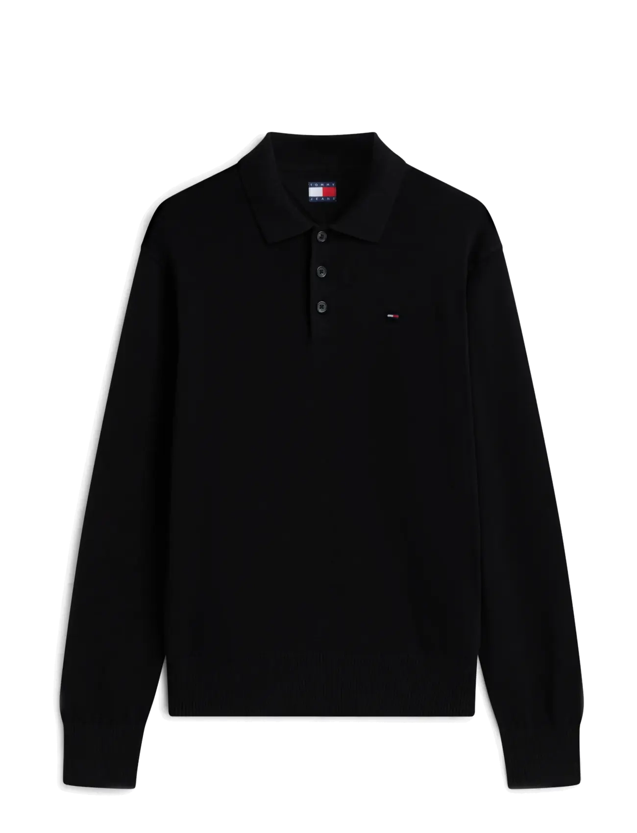 Tommy Jeans - TJM SLIM ESSENTIAL POLO SWTR EXT - långärmade pikéer - black - 1