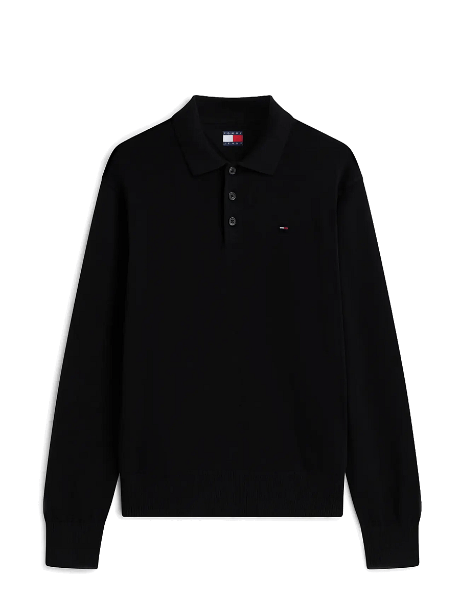 Tommy Jeans - TJM SLIM ESSENTIAL POLO SWTR EXT - langärmelig - black - 1