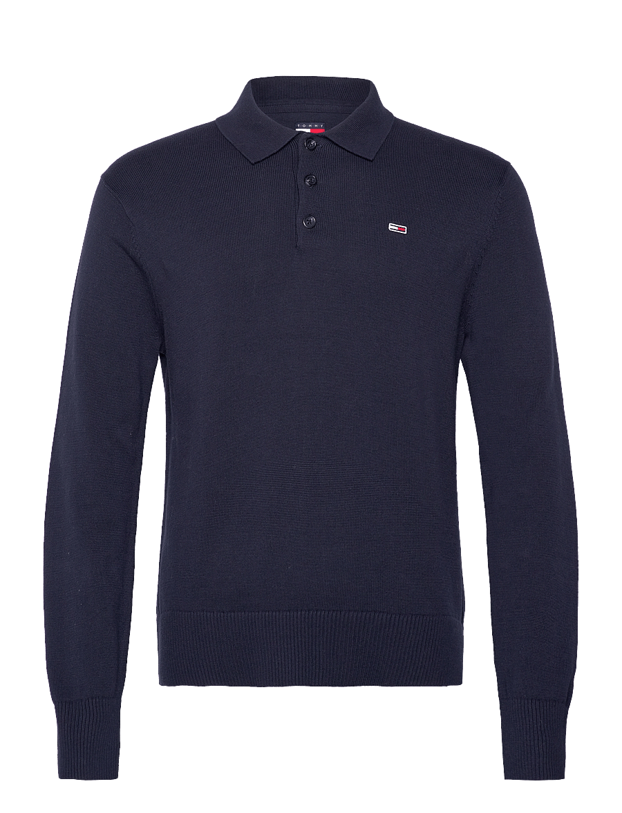 Tommy Jeans - TJM SLIM ESSENTIAL POLO SWTR EXT - pikkade varrukatega polod - dark blue - 1