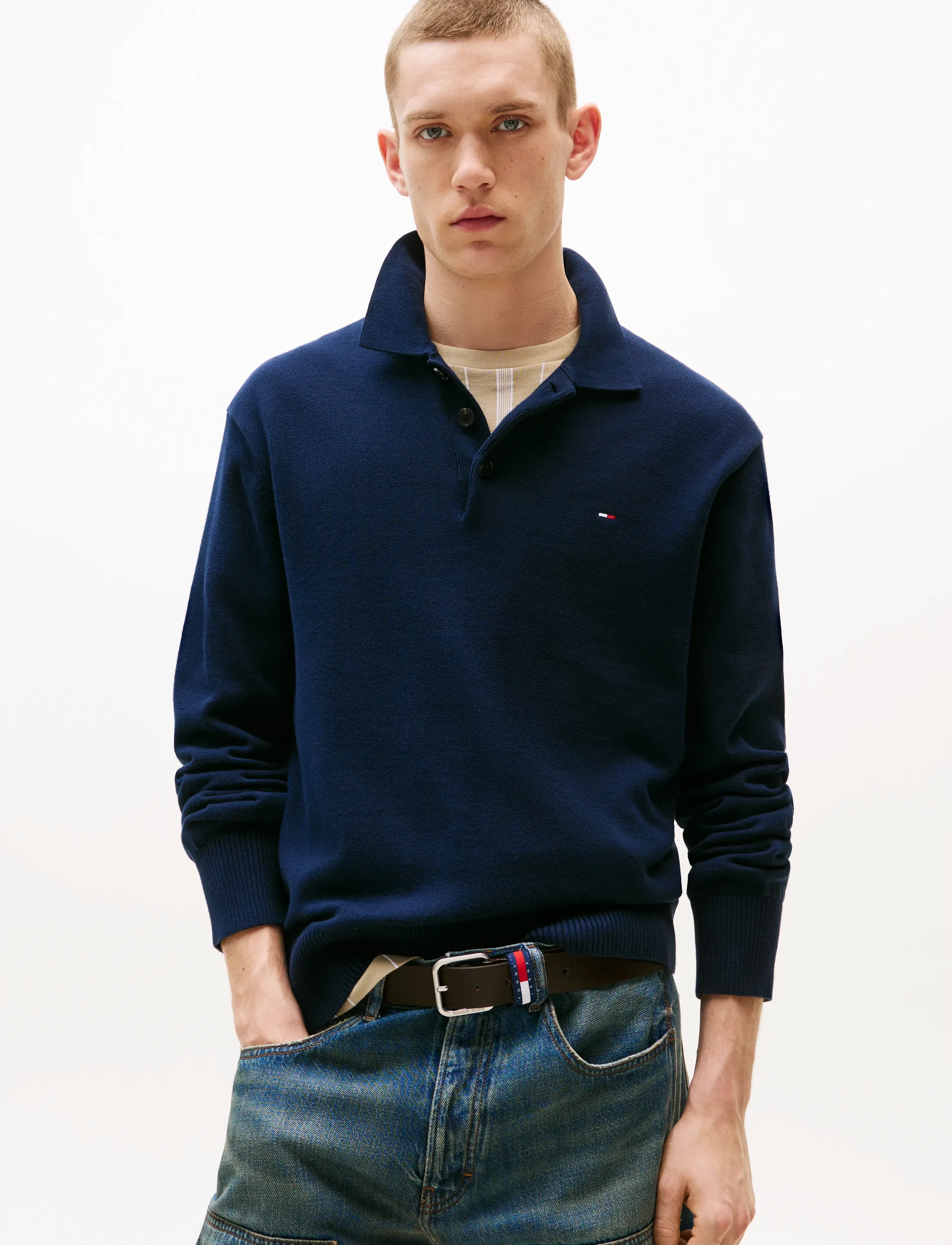 Tommy Jeans TJM SLIM ESSENTIAL POLO SWTR EXT - Tommy Jeans - DARK BLUE / navy