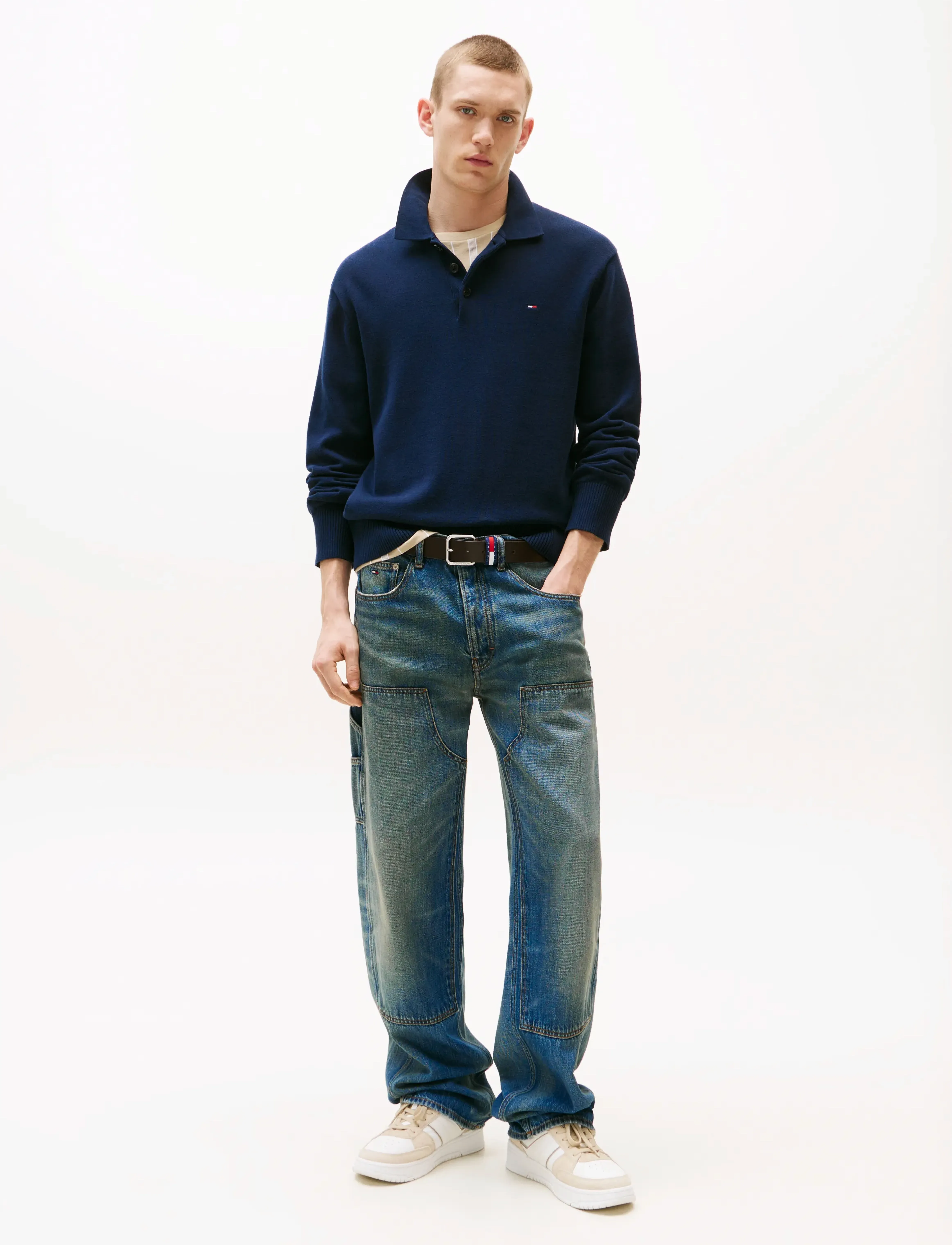 Tommy Jeans - TJM SLIM ESSENTIAL POLO SWTR EXT - pikkade varrukatega polod - dark blue - 3