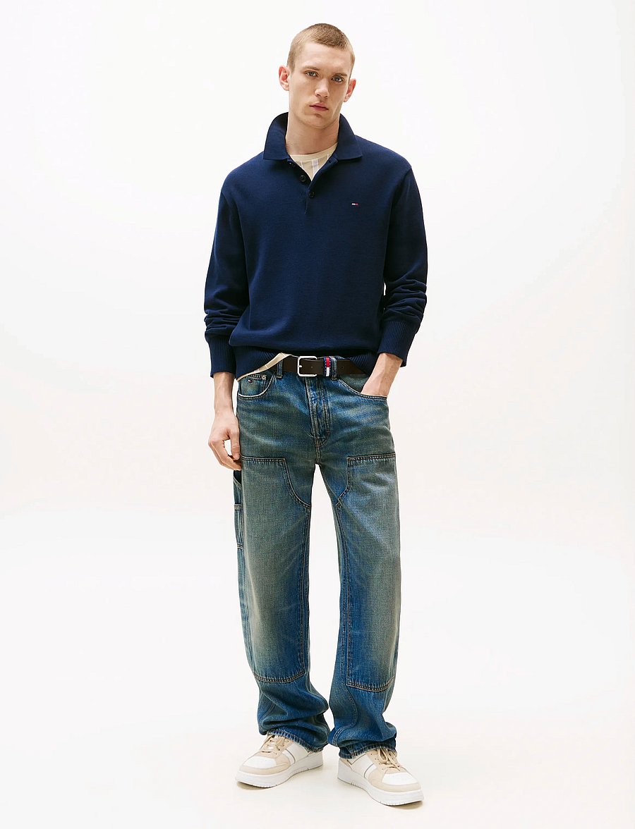 Tommy Jeans - TJM SLIM ESSENTIAL POLO SWTR EXT - pikkade varrukatega polod - dark blue - 3