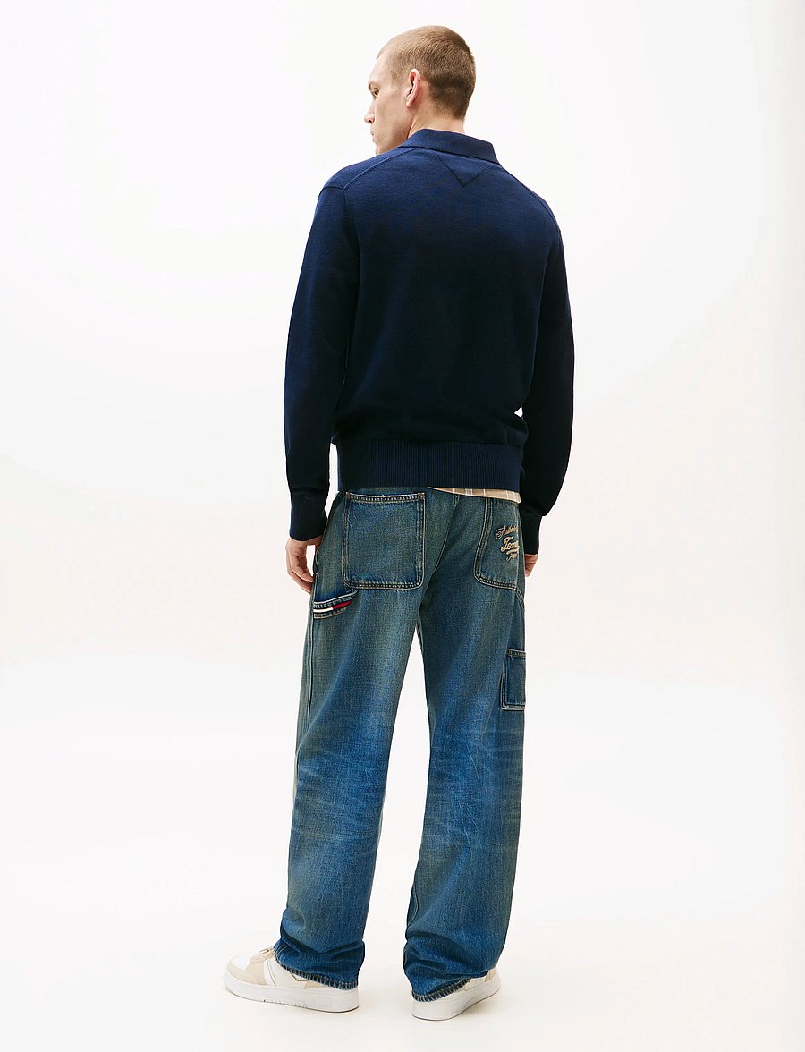 Tommy Jeans - TJM SLIM ESSENTIAL POLO SWTR EXT - pikkade varrukatega polod - dark blue - 4