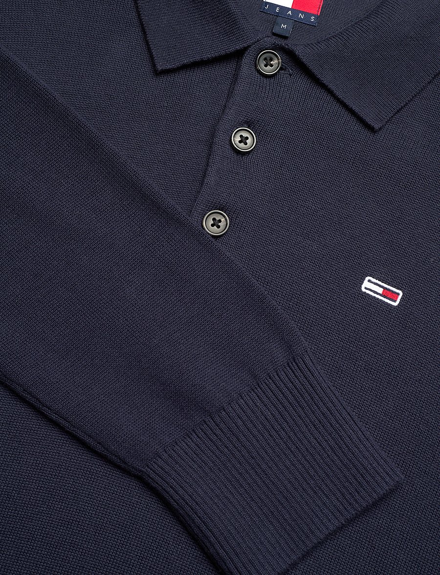 Tommy Jeans - TJM SLIM ESSENTIAL POLO SWTR EXT - pikkade varrukatega polod - dark blue - 5