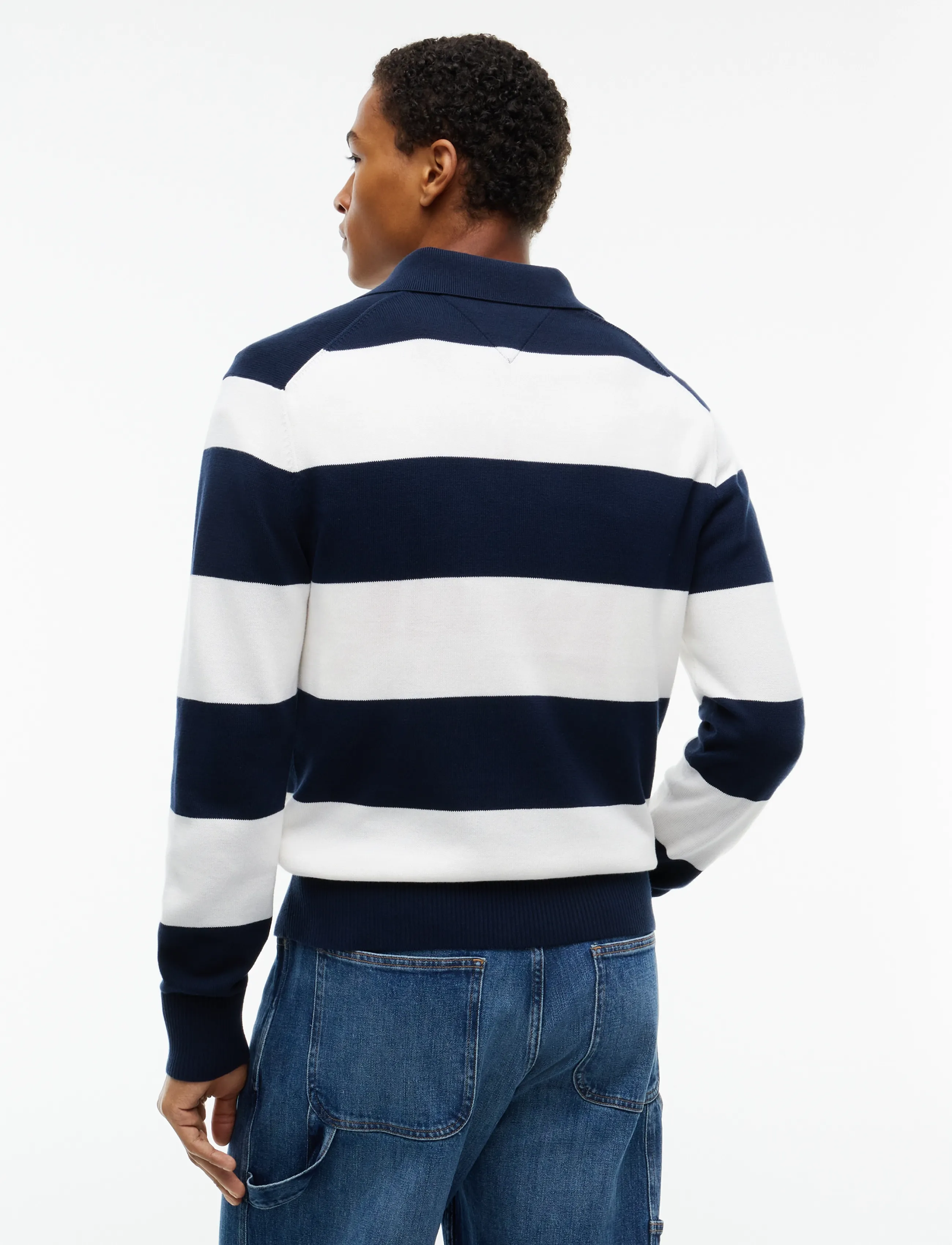 Tommy Jeans - TJM SLIM ESSENTIAL POLO SWTR EXT - pikkade varrukatega polod - dark blue stripe - 2
