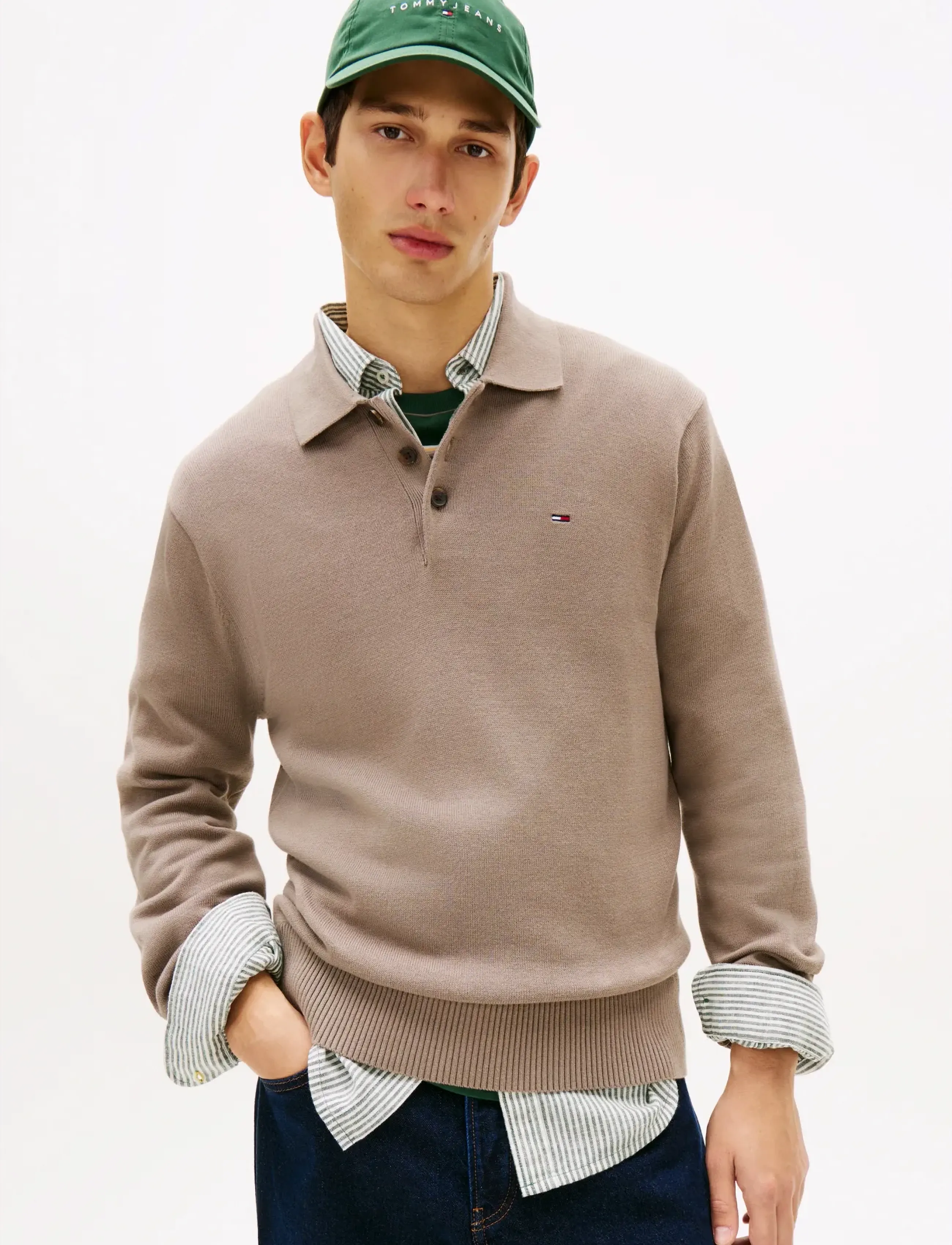Tommy Jeans TJM SLIM ESSENTIAL POLO SWTR EXT - Pikéer - IVY MINK / beige