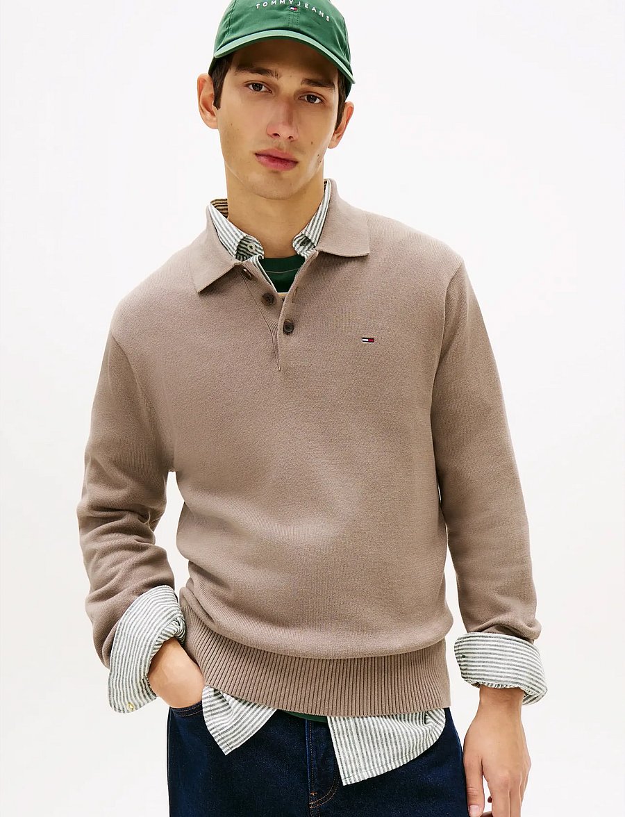 Tommy Jeans - TJM SLIM ESSENTIAL POLO SWTR EXT - langärmelig - ivy mink - 0