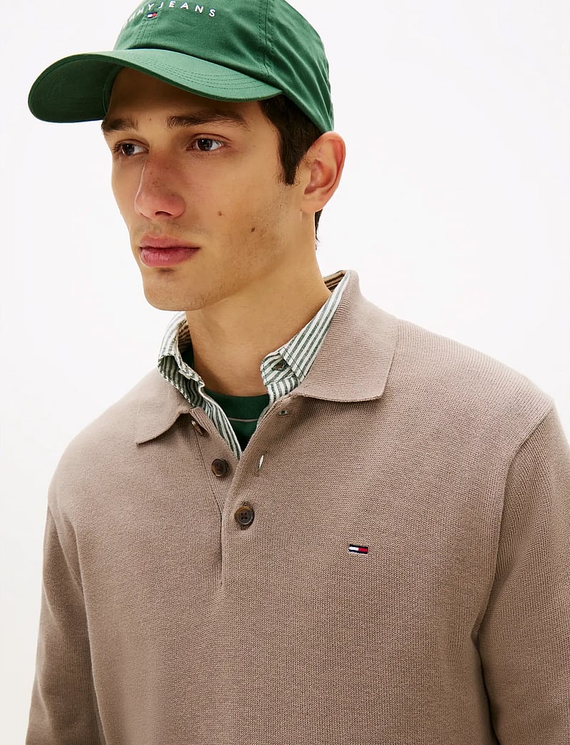 Tommy Jeans - TJM SLIM ESSENTIAL POLO SWTR EXT - långärmade pikéer - ivy mink - 4