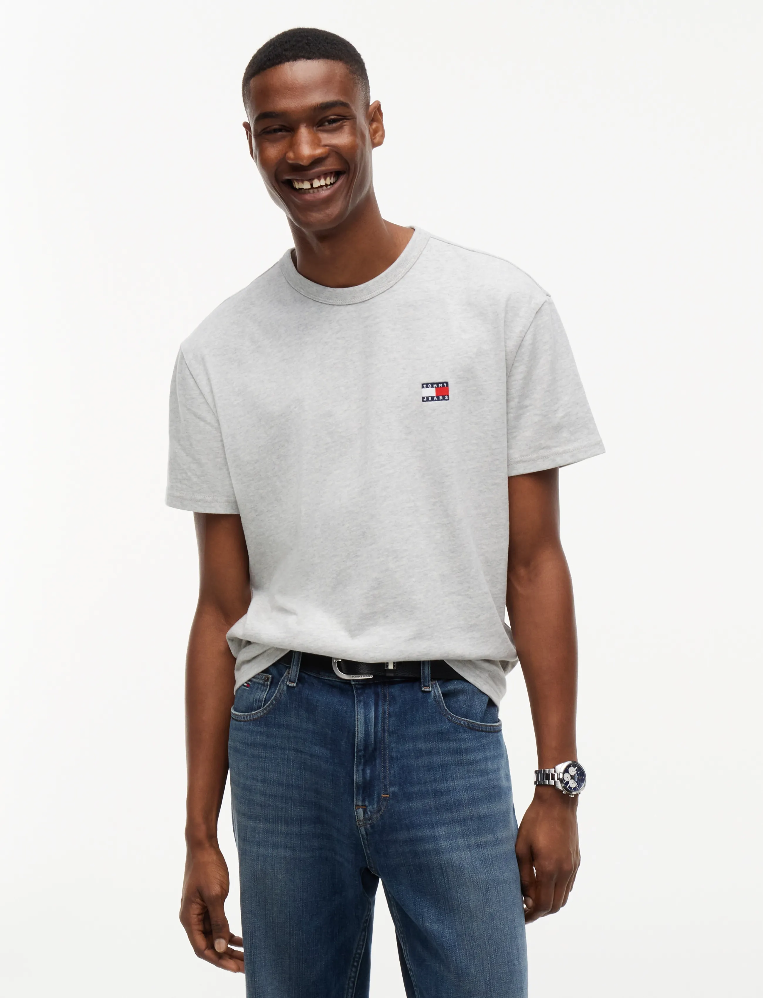 Tommy Jeans TJM REG BADGE TEE EXT - Tommy Jeans - ICE GREY HEATHER / grey