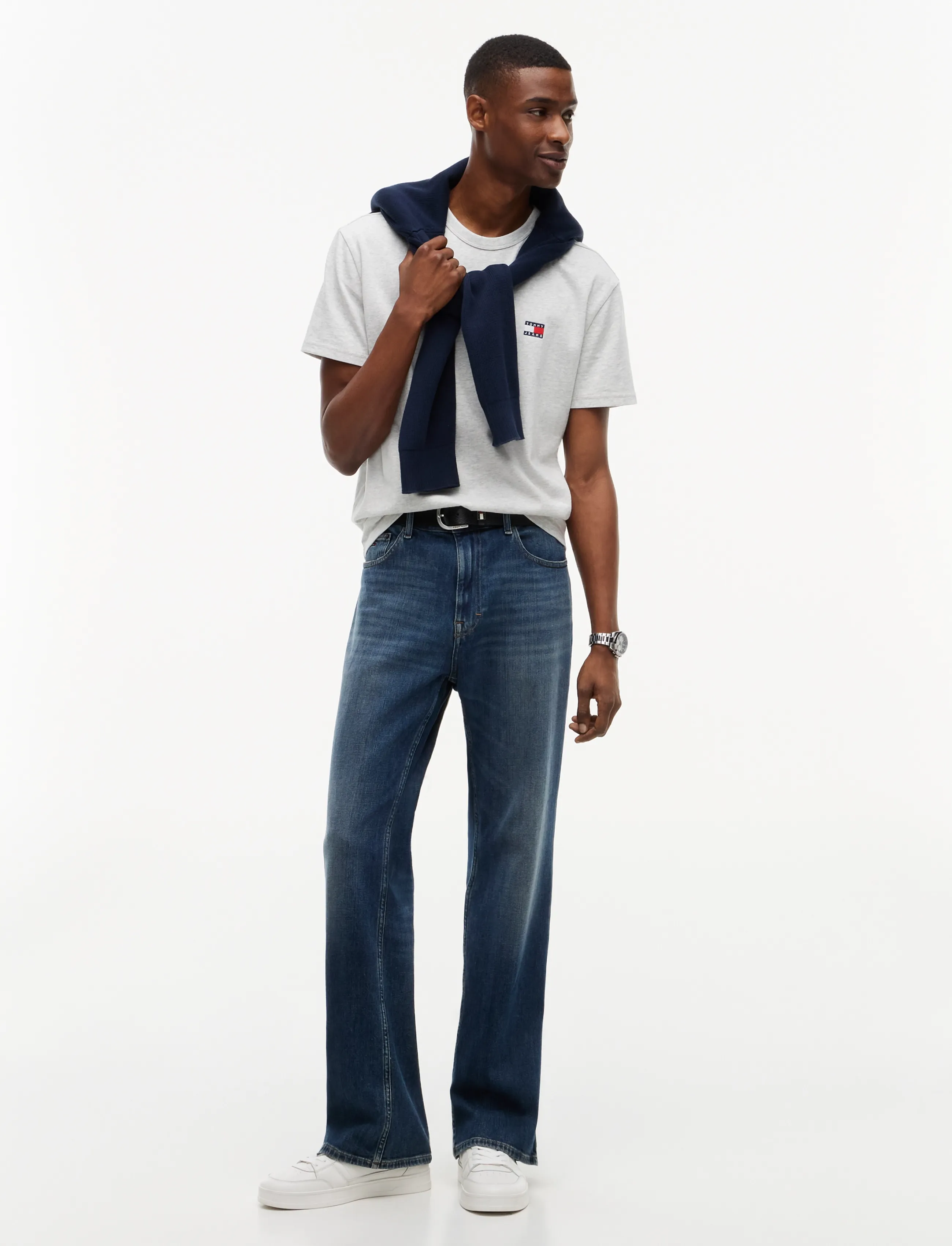 Tommy Jeans - TJM REG BADGE TEE EXT - kurzärmelige t-shirts - ice grey heather - 4