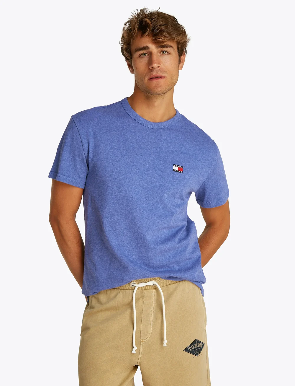 Tommy Jeans - TJM REG BADGE TEE EXT - korte mouwen - tempo blue htr melange - 0