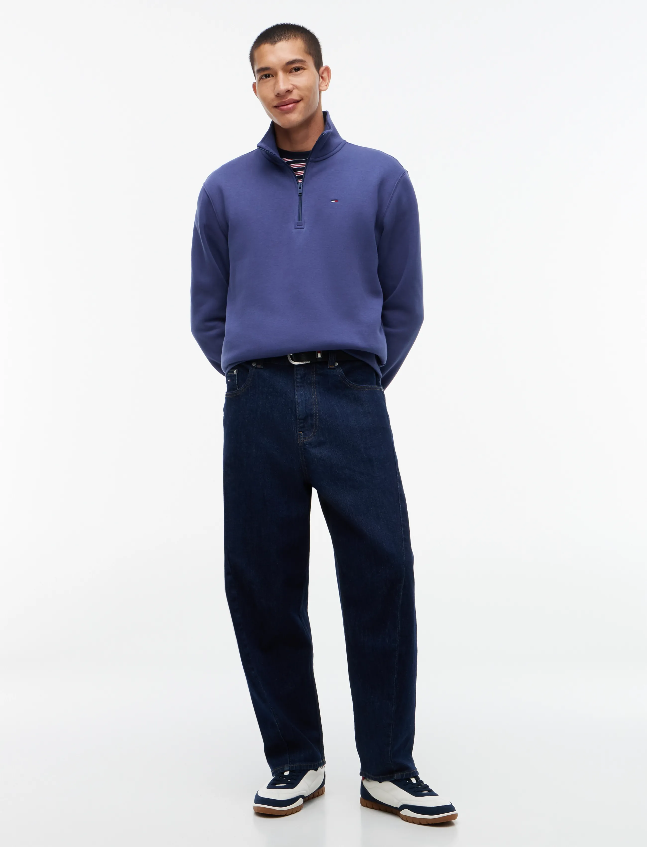 Tommy Jeans - TJM REG FLEECE 1/4ZIP MOCK EXT - teddy sweaters - basic navy - 4