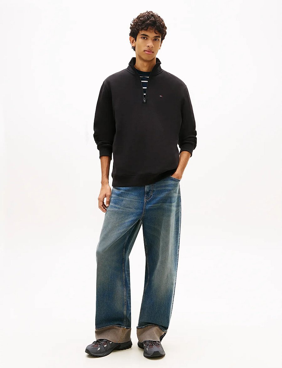 Tommy Jeans - TJM REG FLEECE 1/4ZIP MOCK NECK - teddy kampsunid - black - 4
